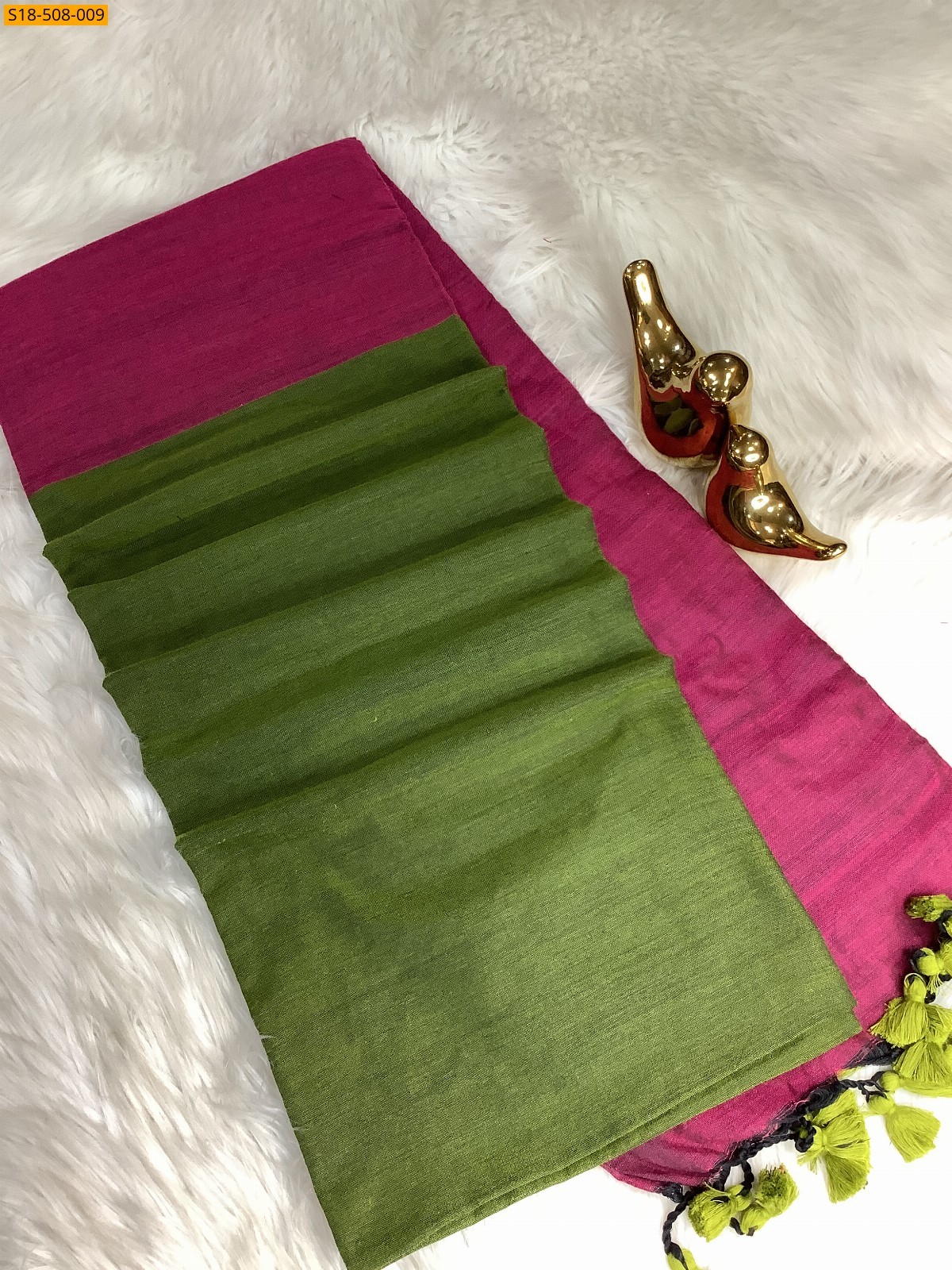 Dark Green Fancy Khadi Cotton saree