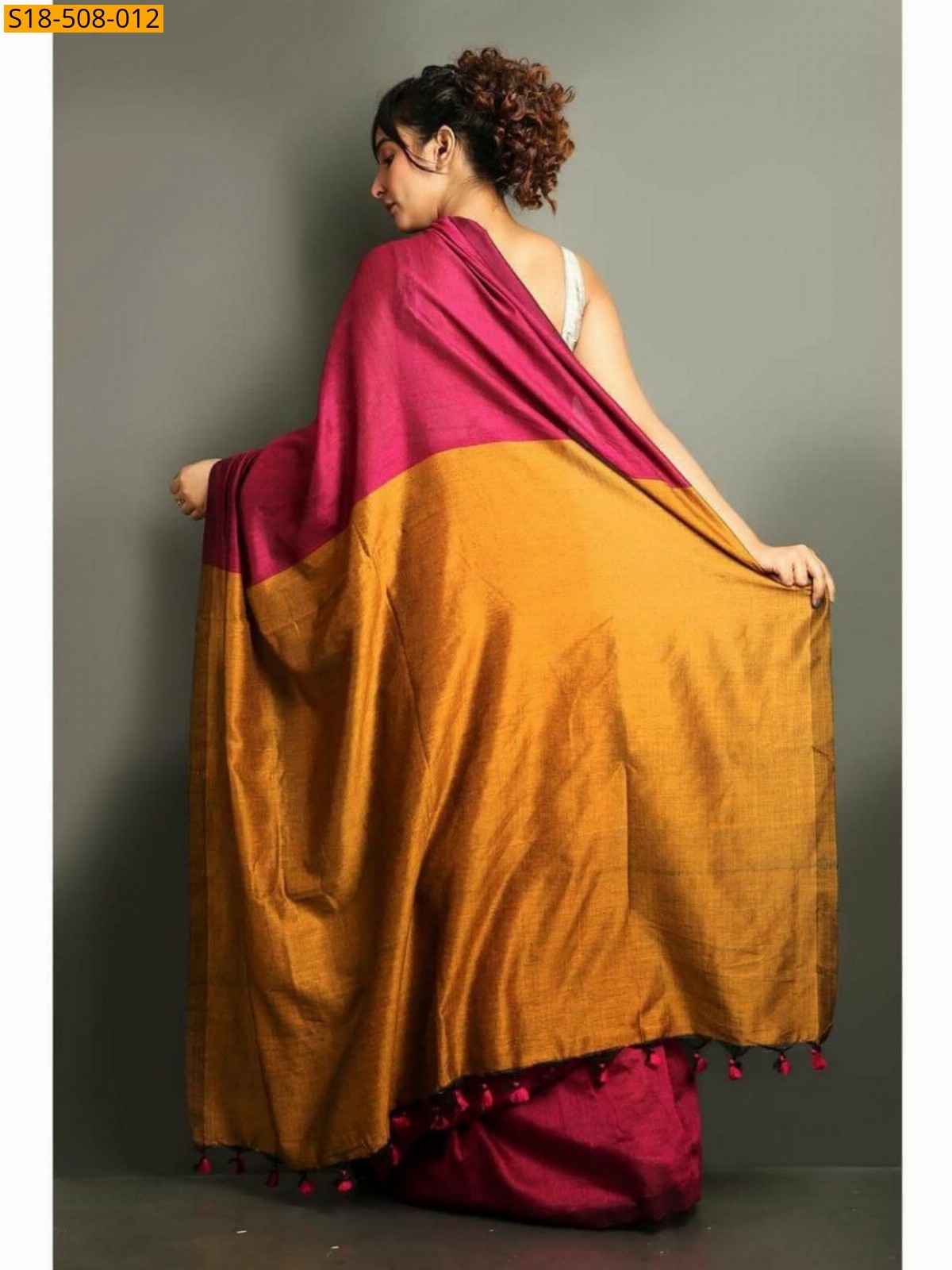 Red Fancy Khadi Cotton saree
