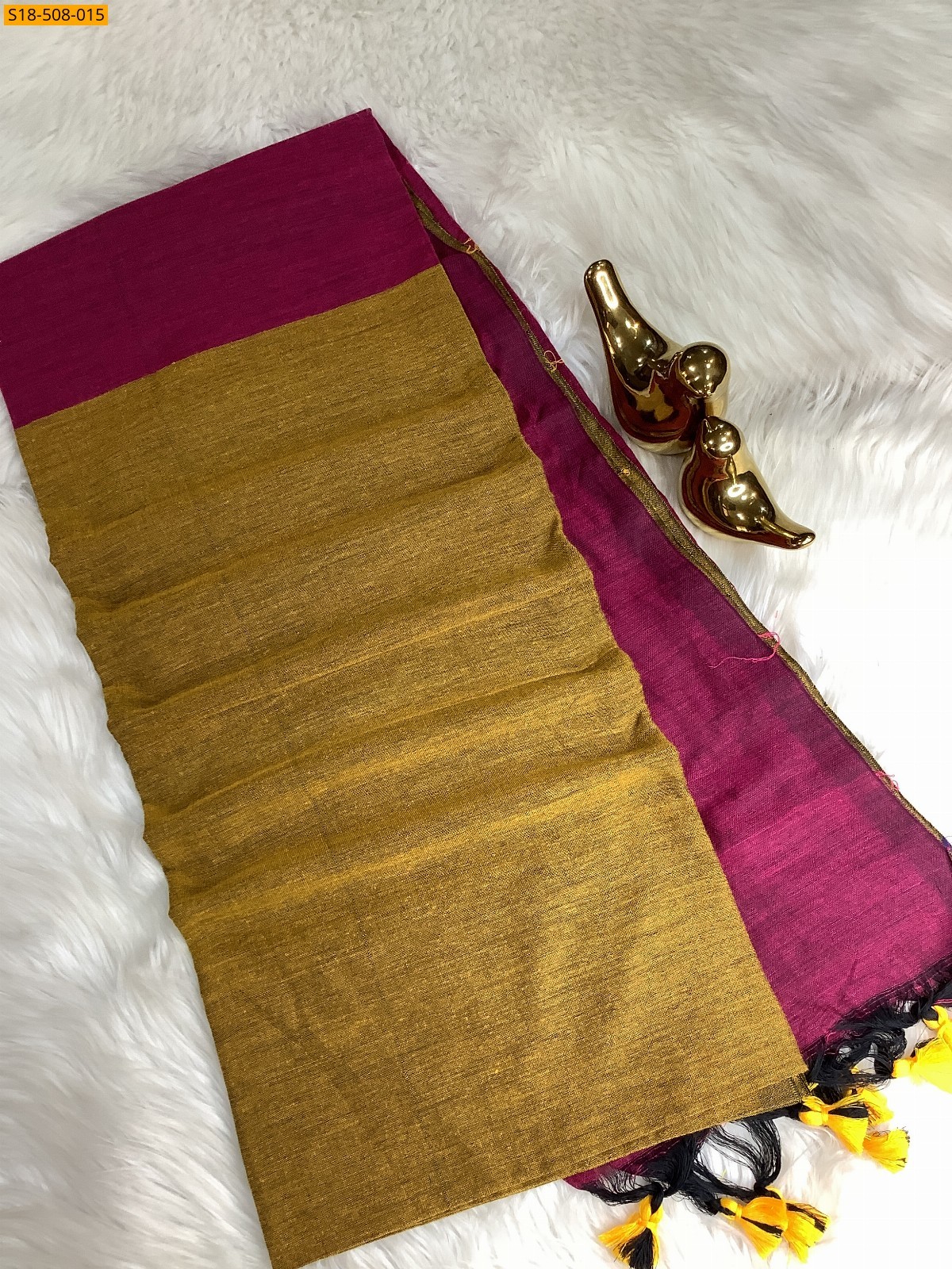 Yellow Fancy Khadi Cotton saree