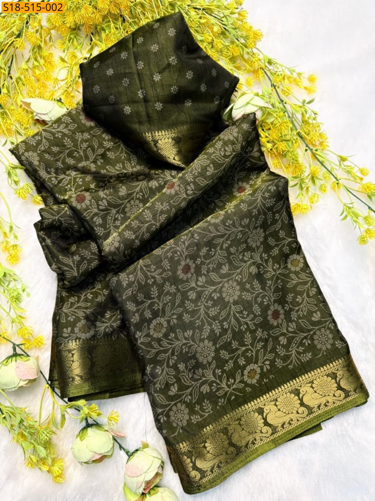 Dark green Fancy Dola silk sarees