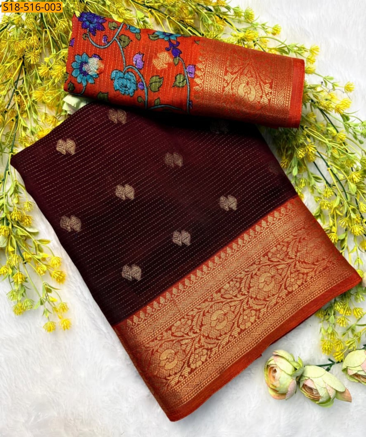 Maroon Fancy Cotton sarees