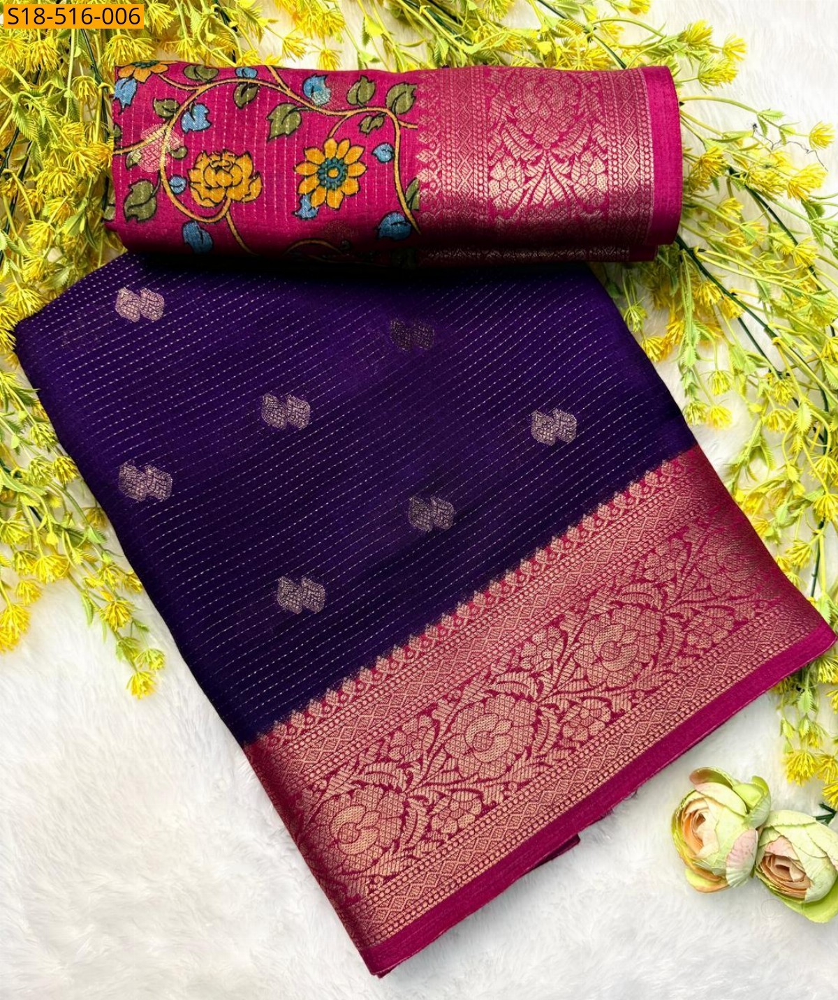 Violet Fancy Cotton sarees