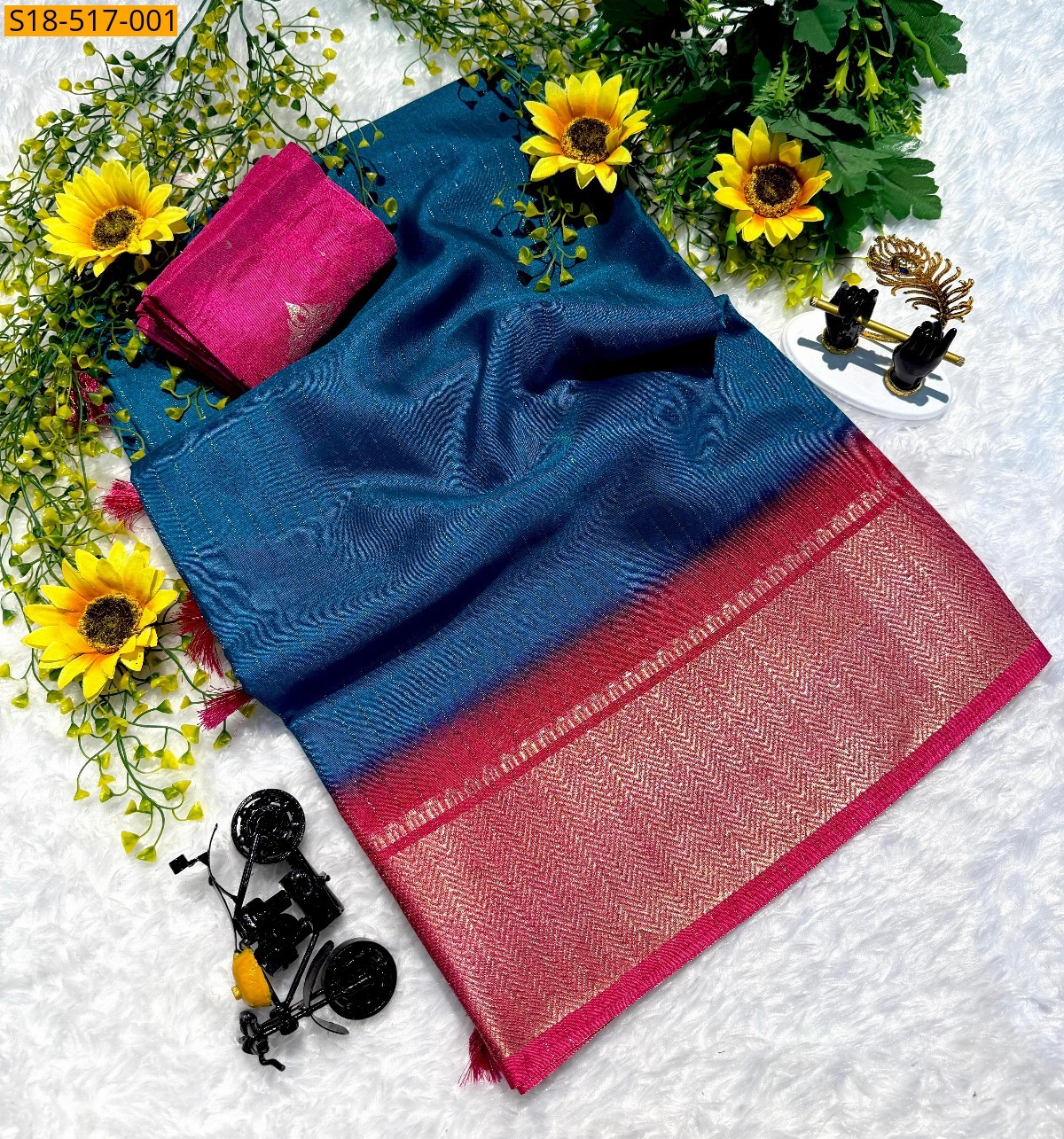 Blue Fancy Semi Dola sarees