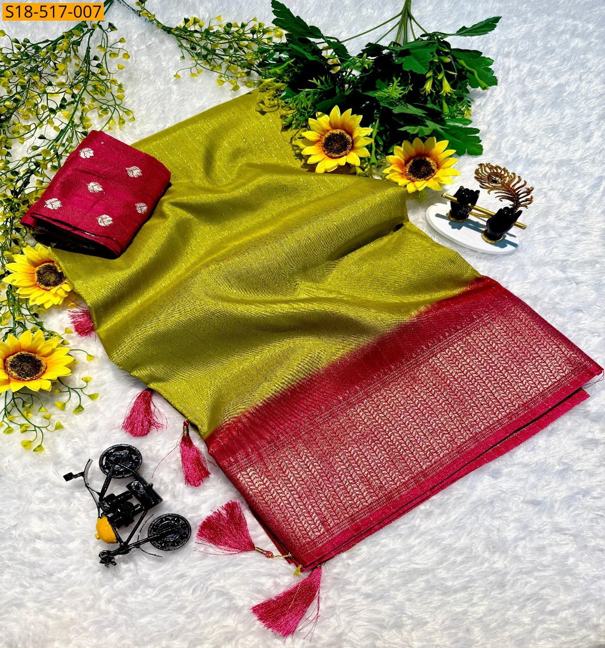 Green Fancy Semi Dola sarees