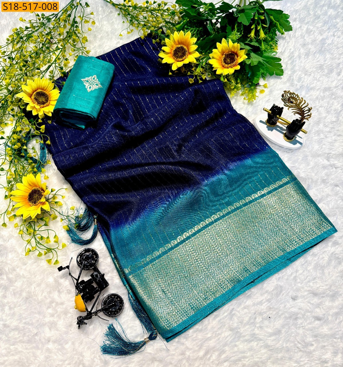 Blue Fancy Semi Dola sarees