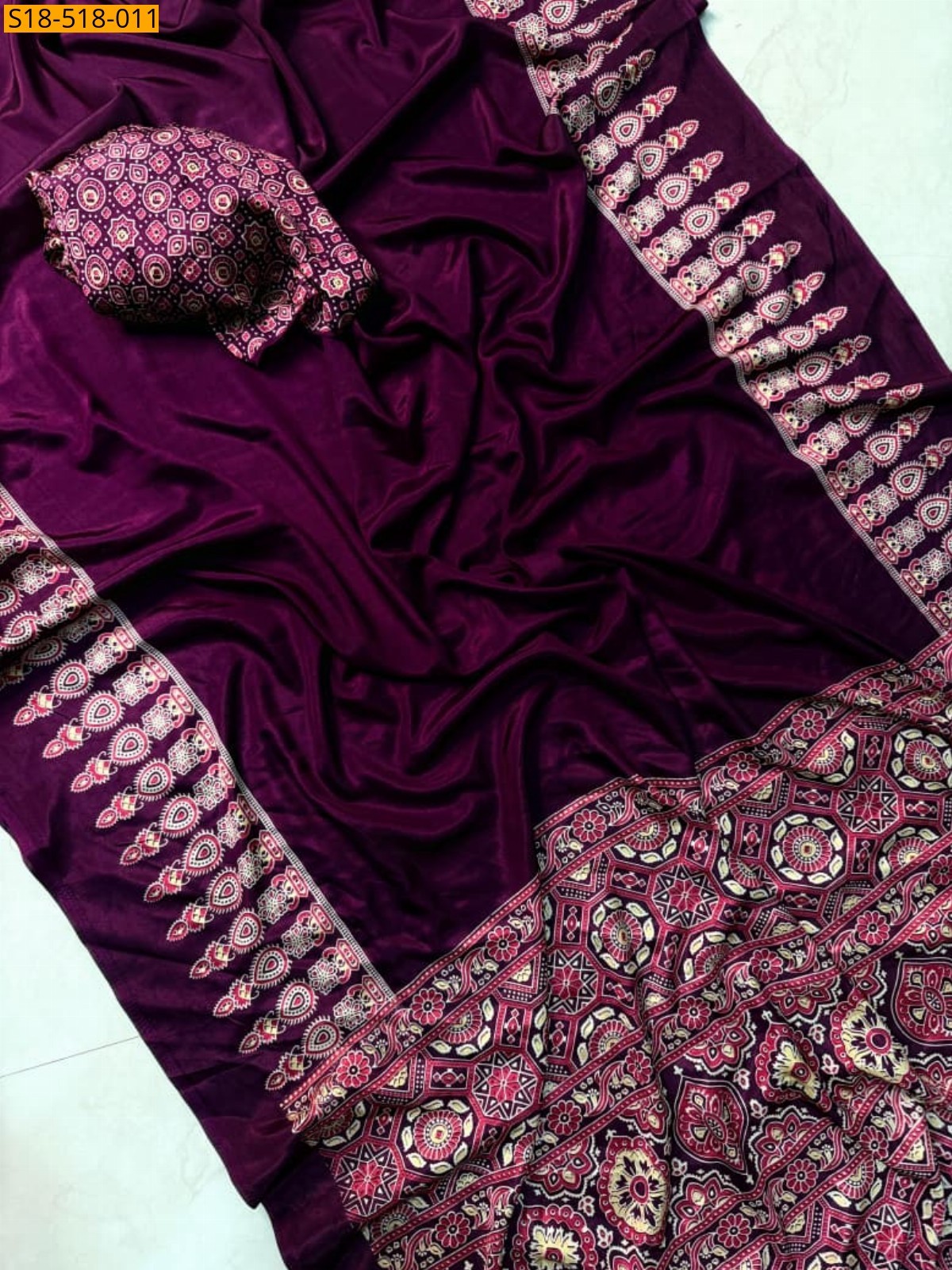 Purple Fancy Gajji Silk Sarees