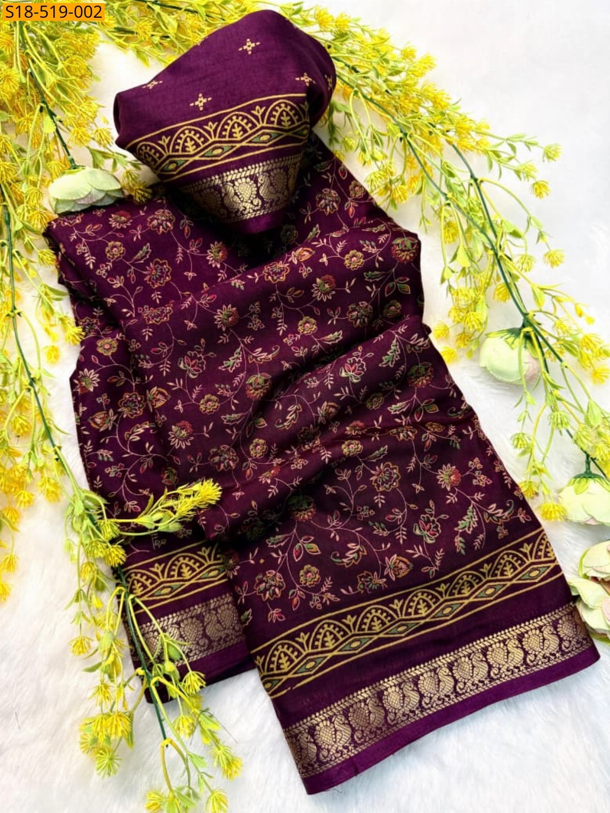 Wine Fancy Soft mul mul cotton silk sarees