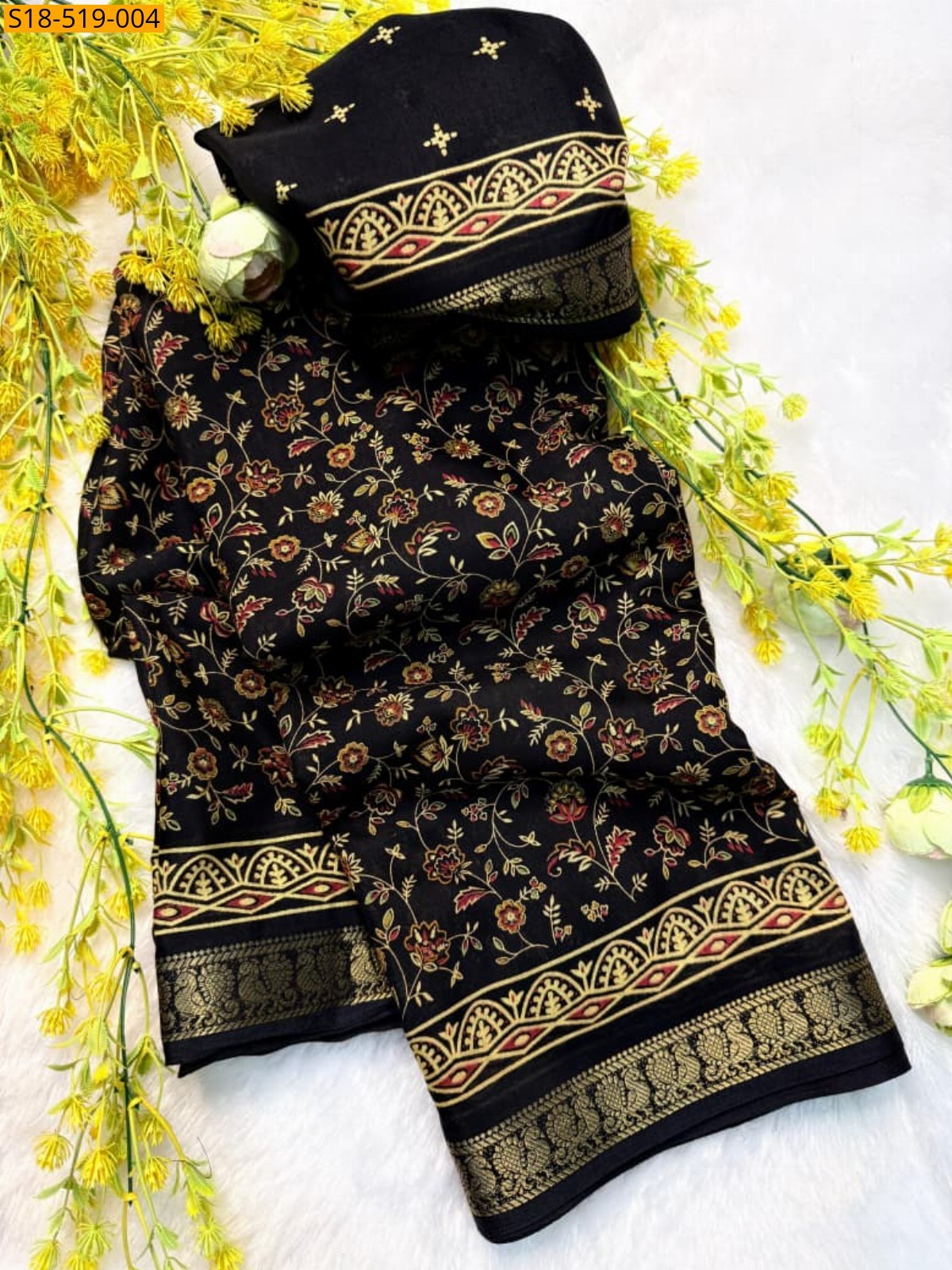 Black Fancy Soft mul mul cotton silk sarees