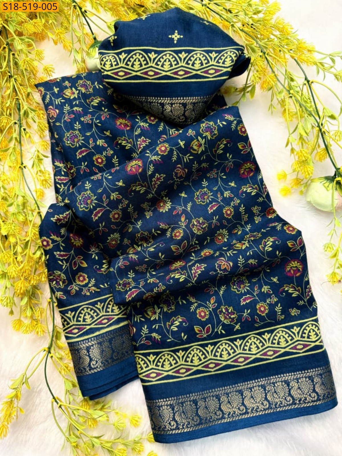 Blue Fancy Soft mul mul cotton silk sarees