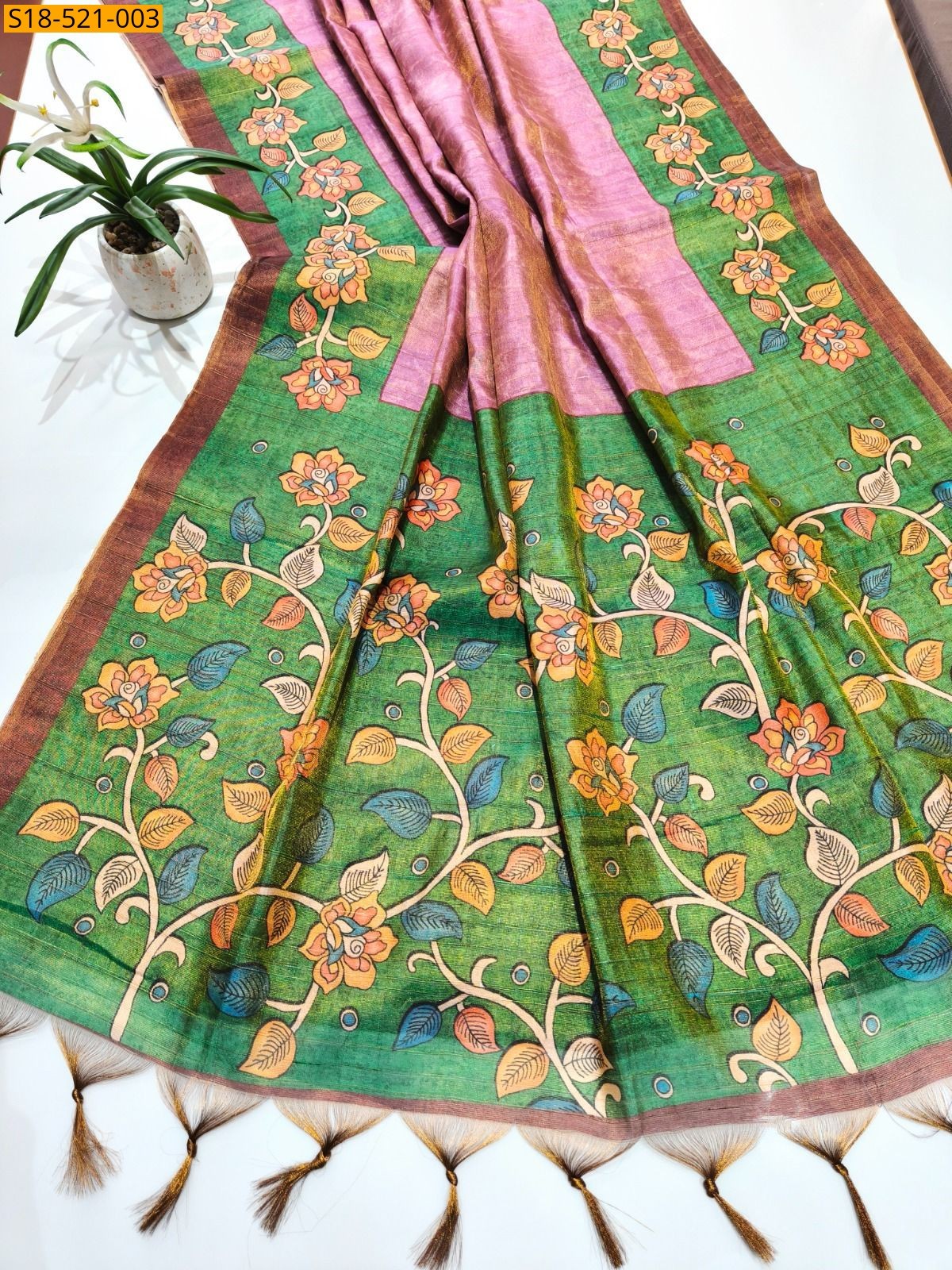 Pink Fancy Tussar silk sarees