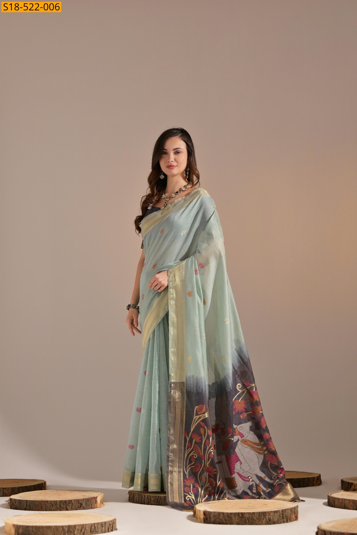 Blue Fancy Muga cotton sarees