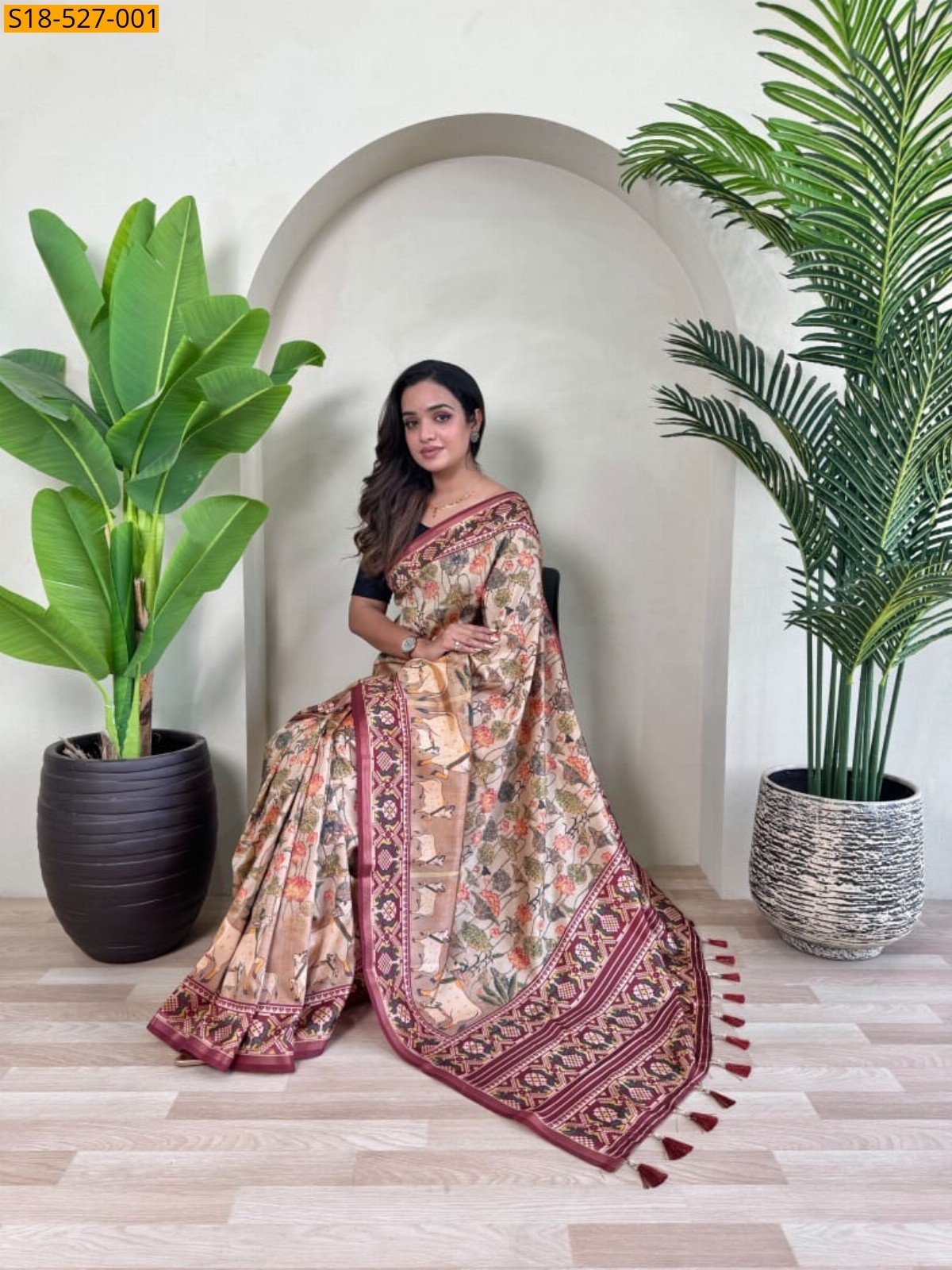 Half white Fancy Dola Viscose sarees