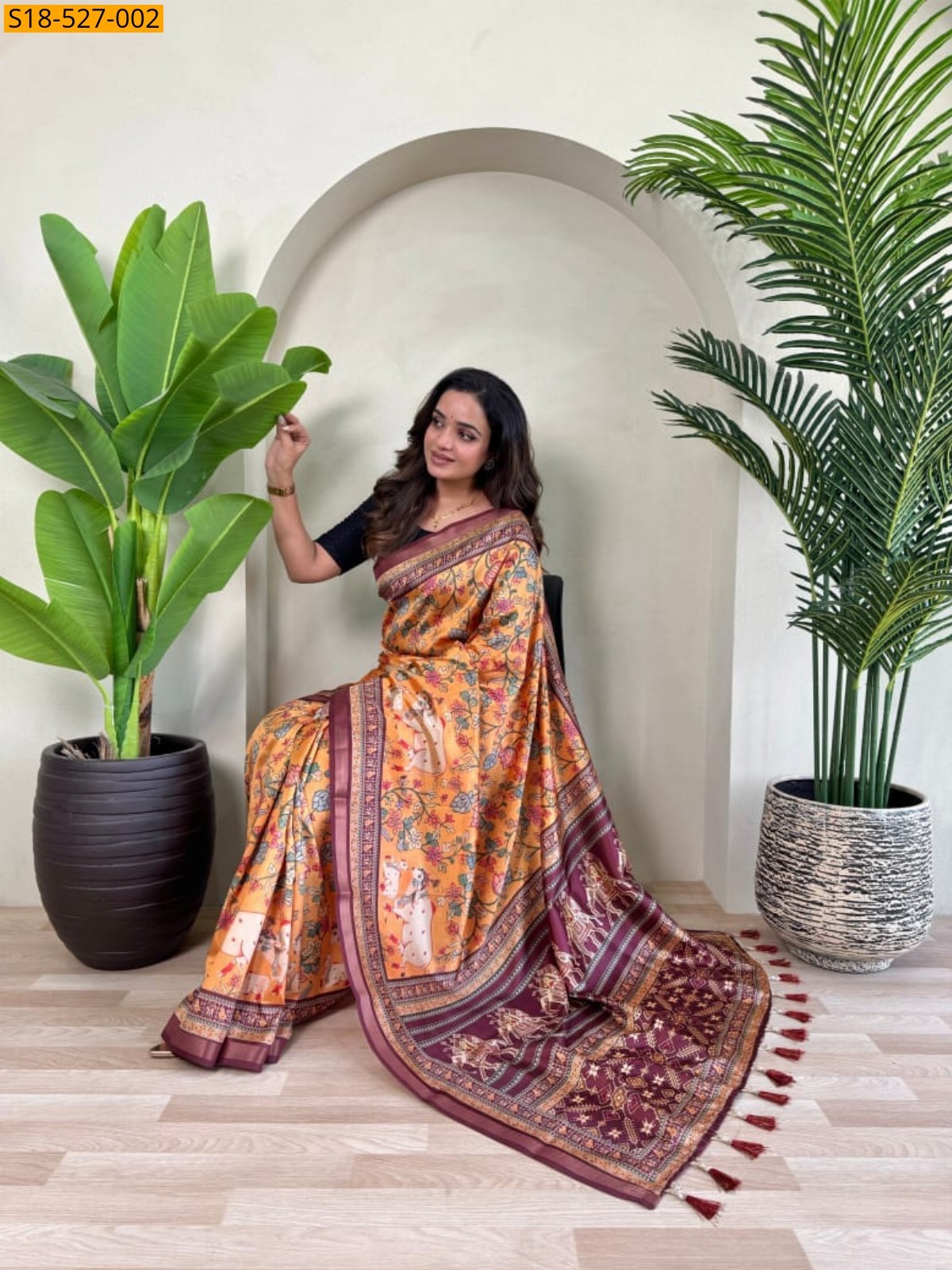 Orange Fancy Dola Viscose sarees