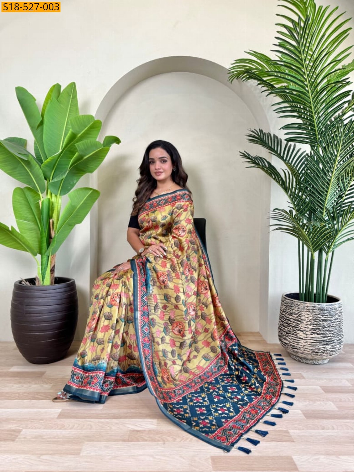 Yellow Fancy Dola Viscose sarees