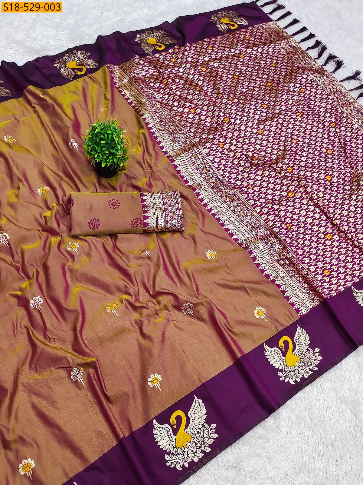 Brown  Fancy  Banarasi silk saree 
