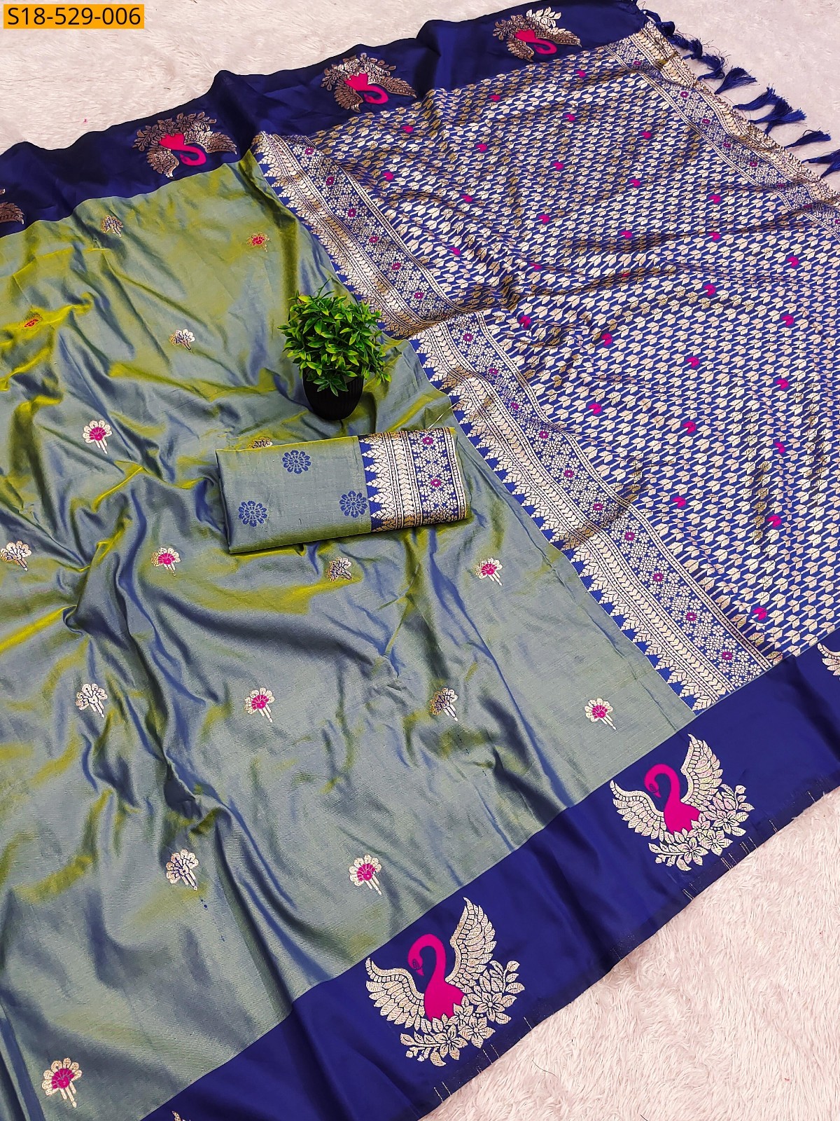 Light Green Fancy  Banarasi silk saree 