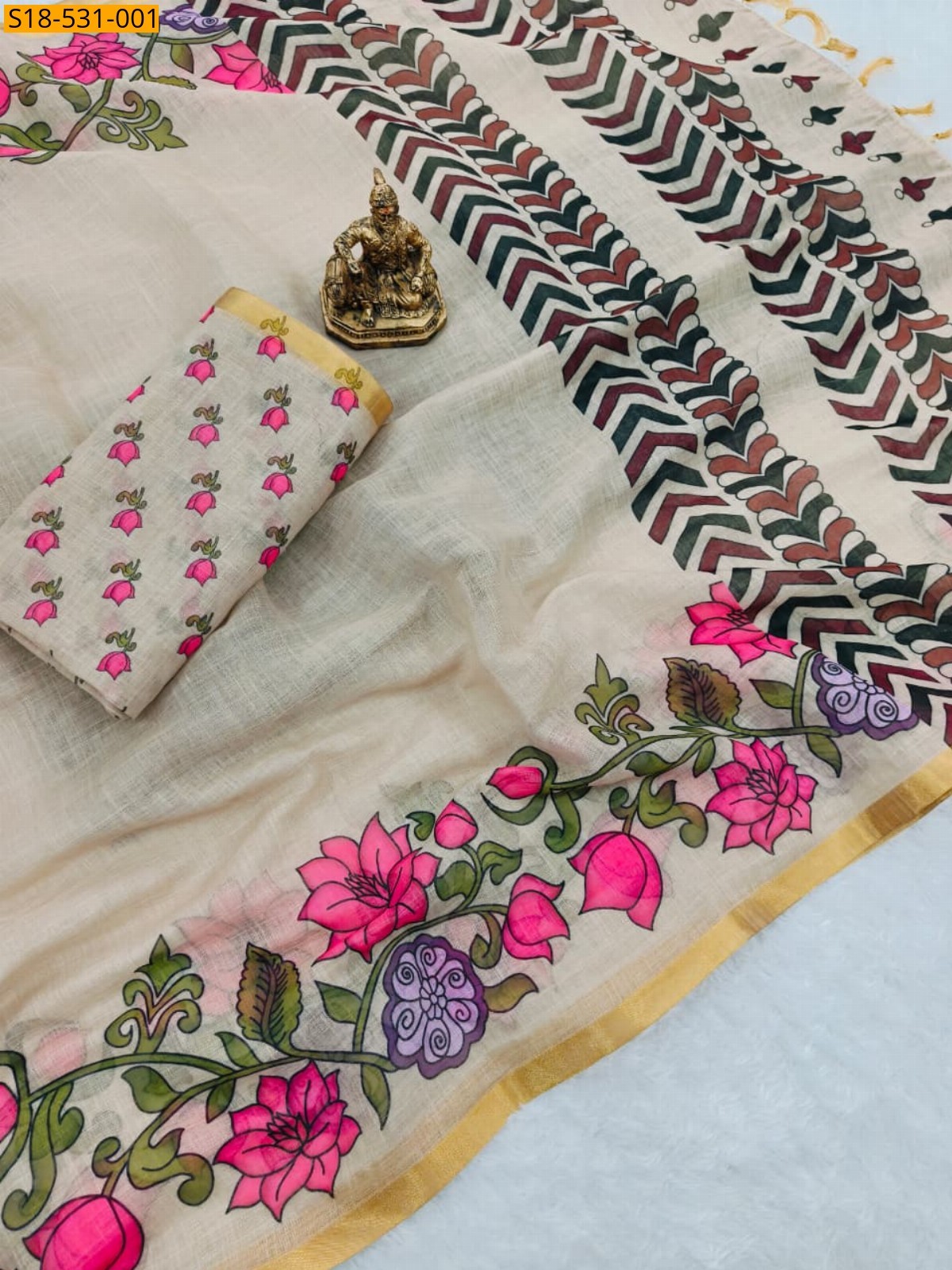 Sangle  Linen blooming saree