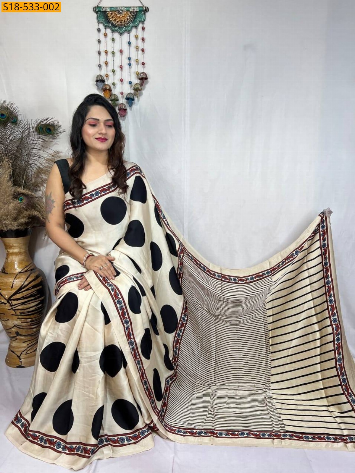 Half white Fancy Semi Gajji Silk saree