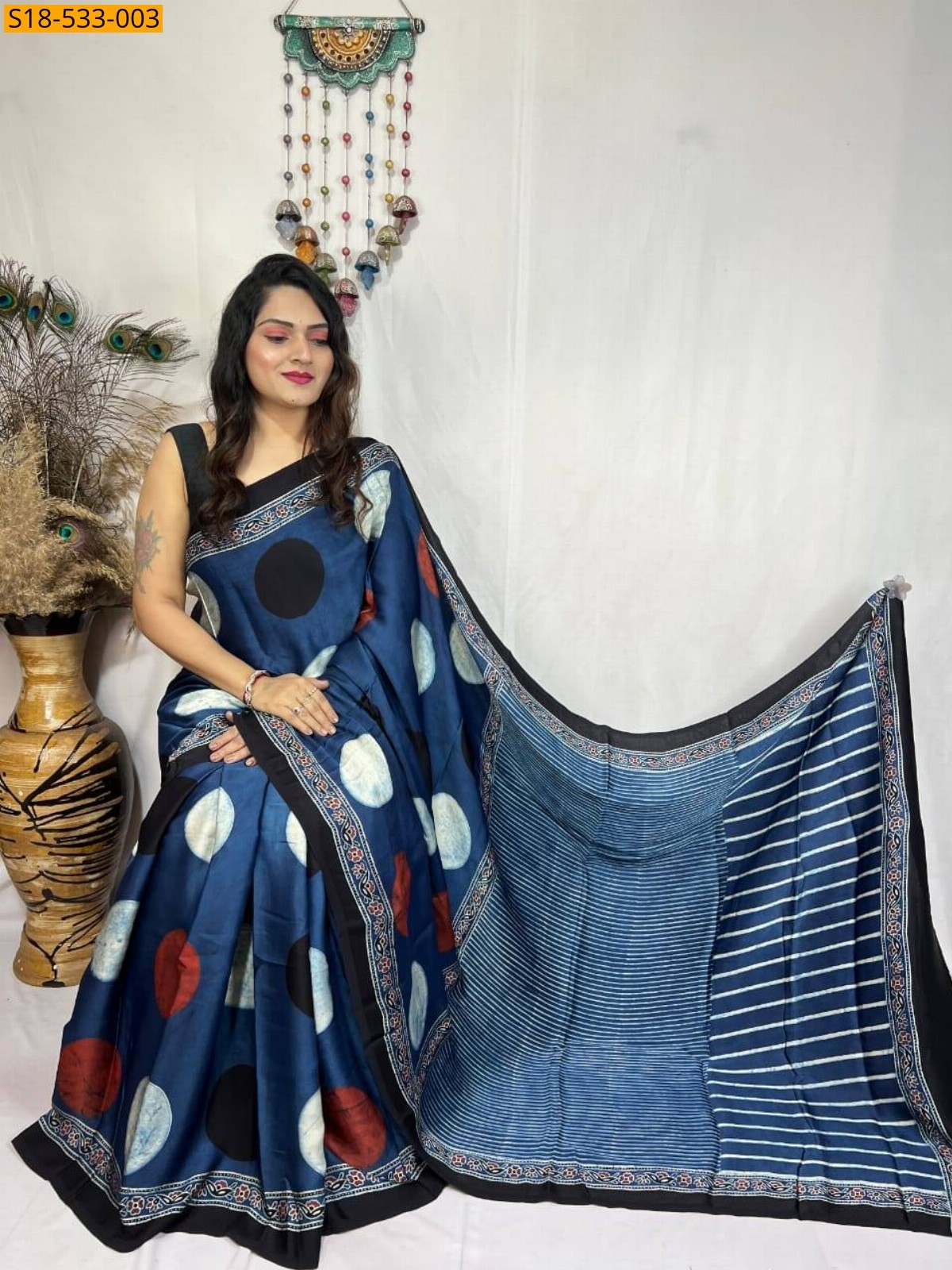 Blue Fancy Semi Gajji Silk saree