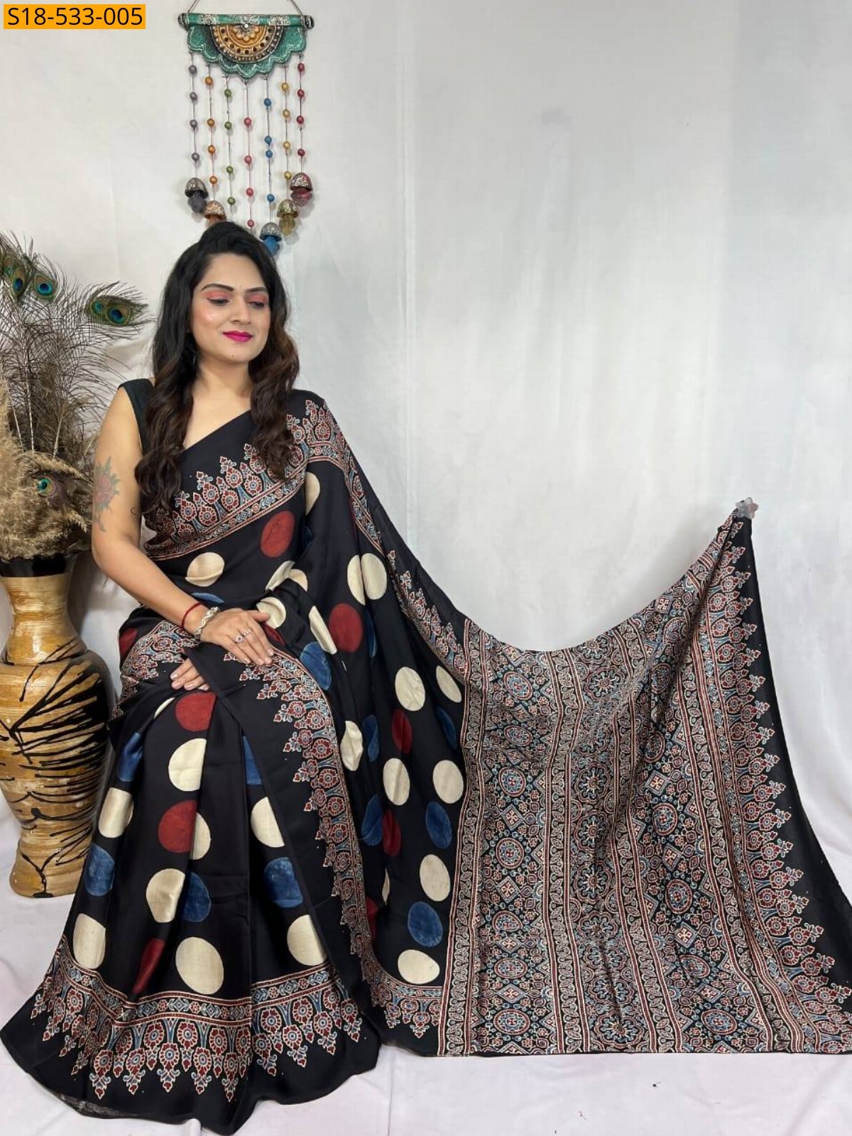 Black Fancy Semi Gajji Silk saree