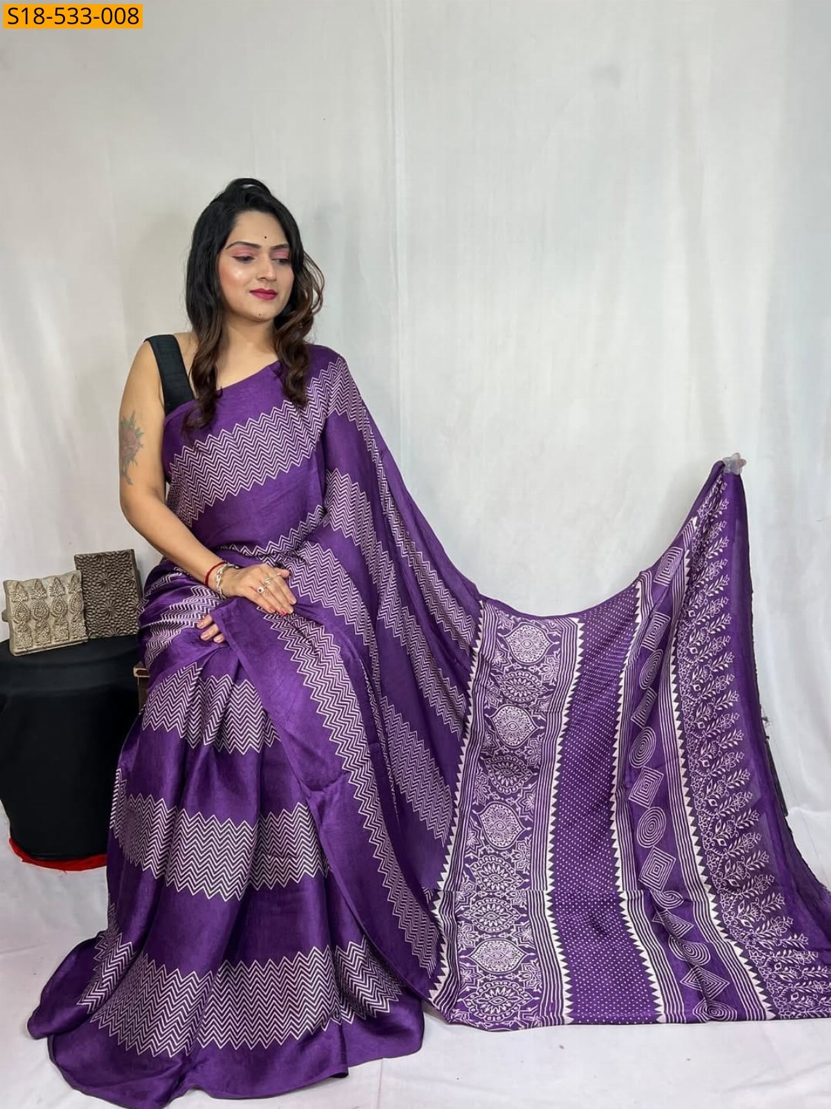 Purple Fancy Semi Gajji Silk saree