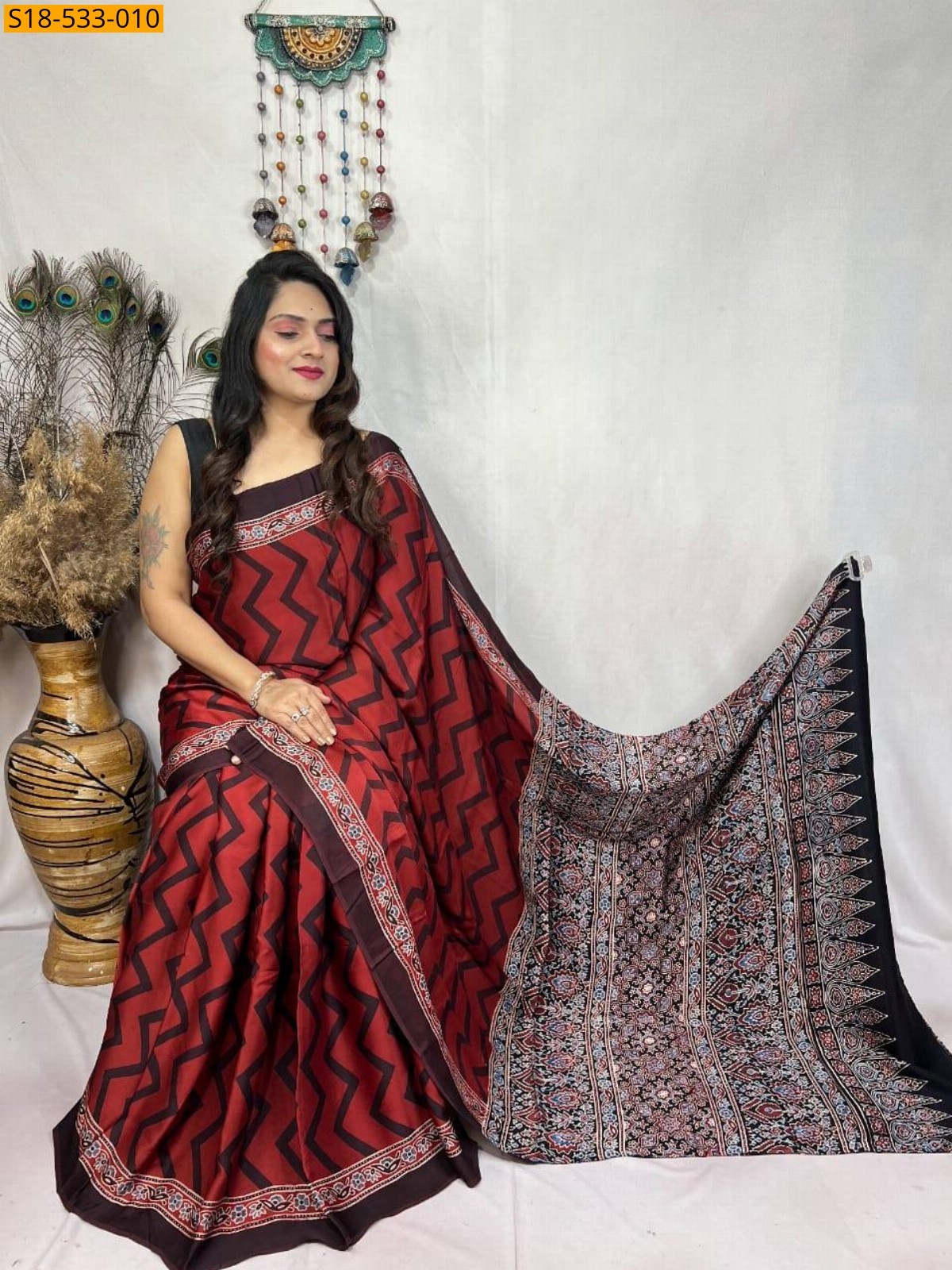 Red Fancy Semi Gajji Silk saree