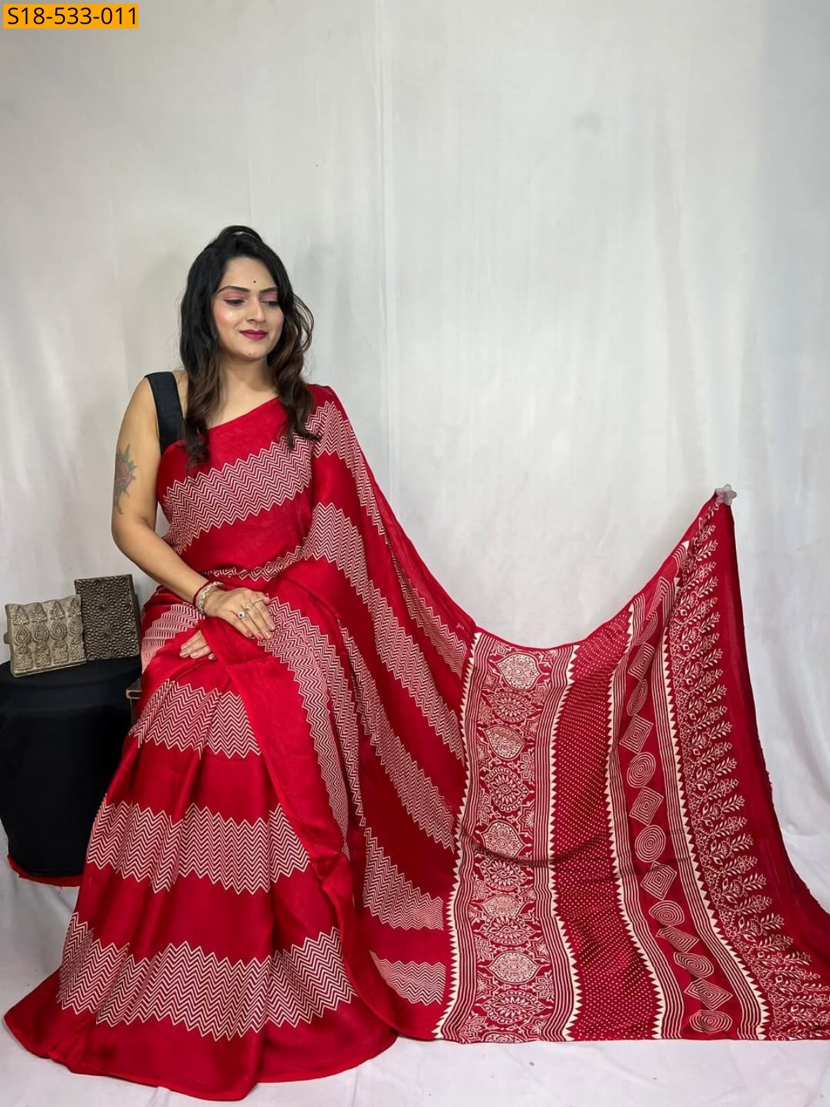 Red Fancy Semi Gajji Silk saree