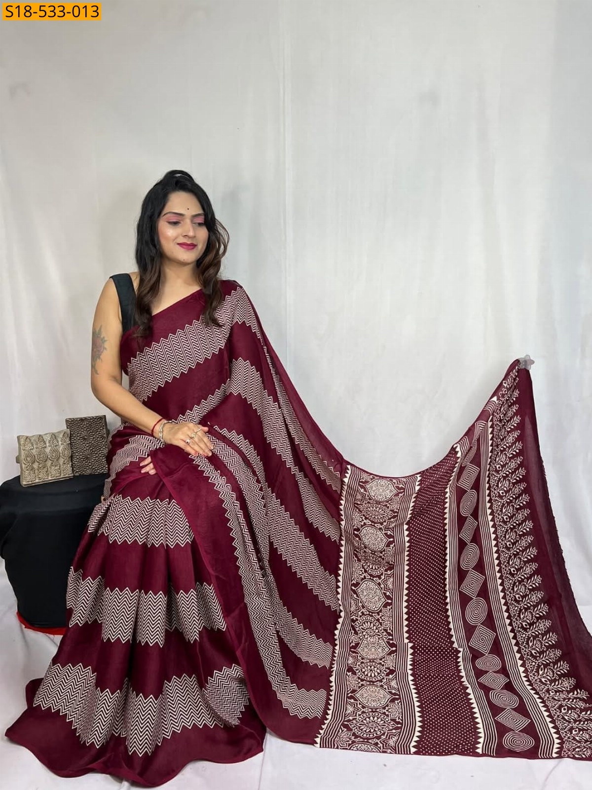 Wine Fancy Semi Gajji Silk saree