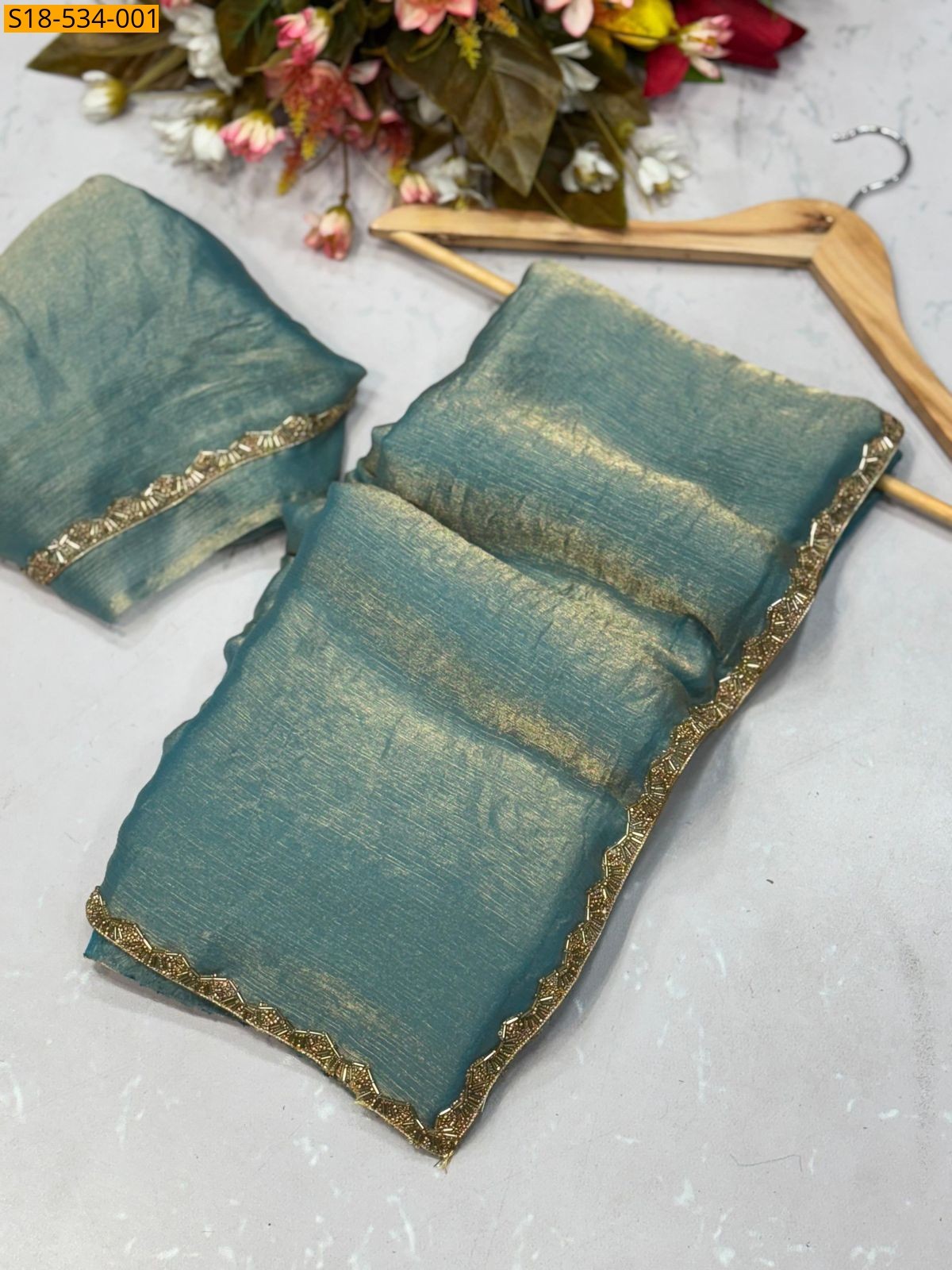 Green Fancy Fendy chiffon saree