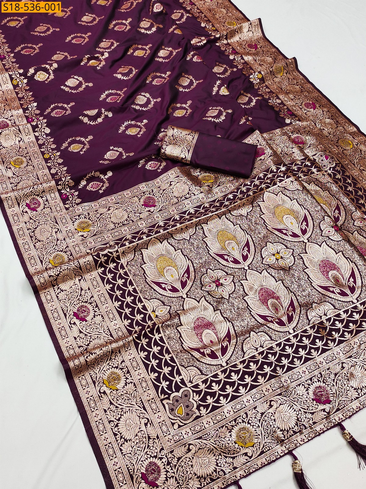 Wine Fancy Soft Banarasi silk saree