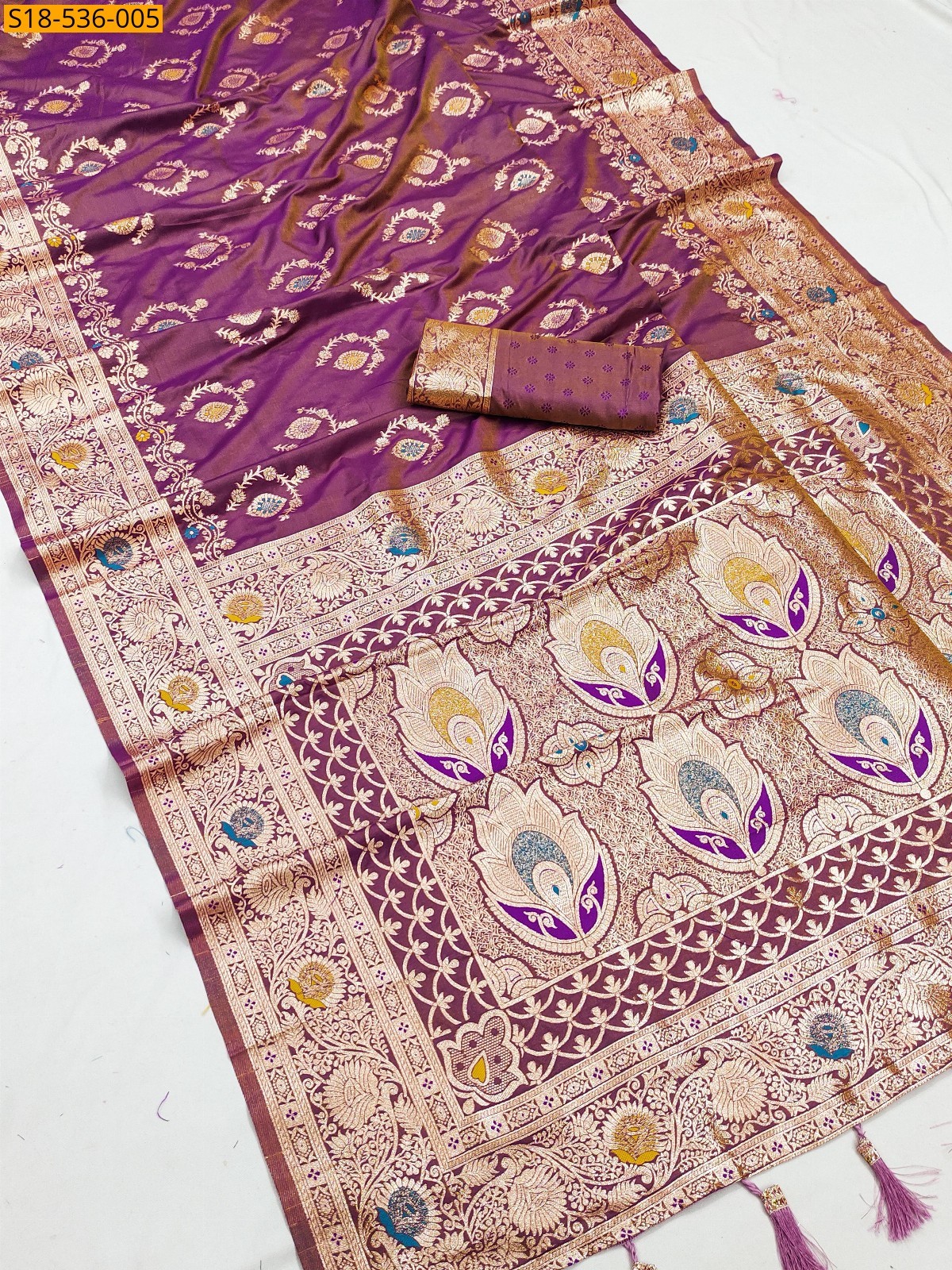 Lavender Fancy Soft Banarasi silk saree