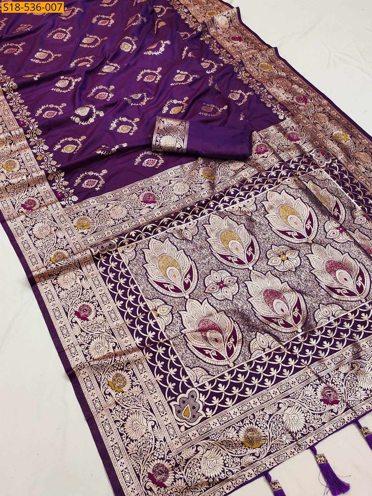 Purple Fancy Soft Banarasi silk saree