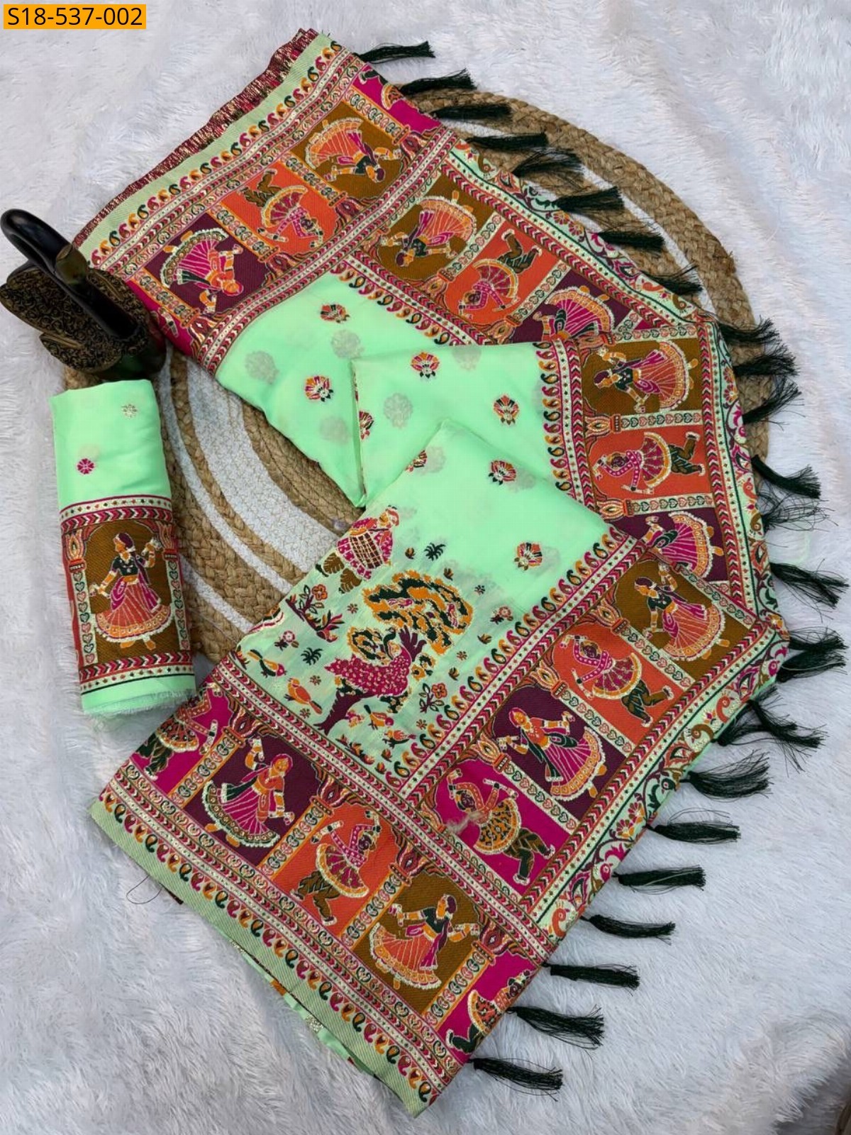 Green Soft Rajwadi Pashmina Silk Sarees