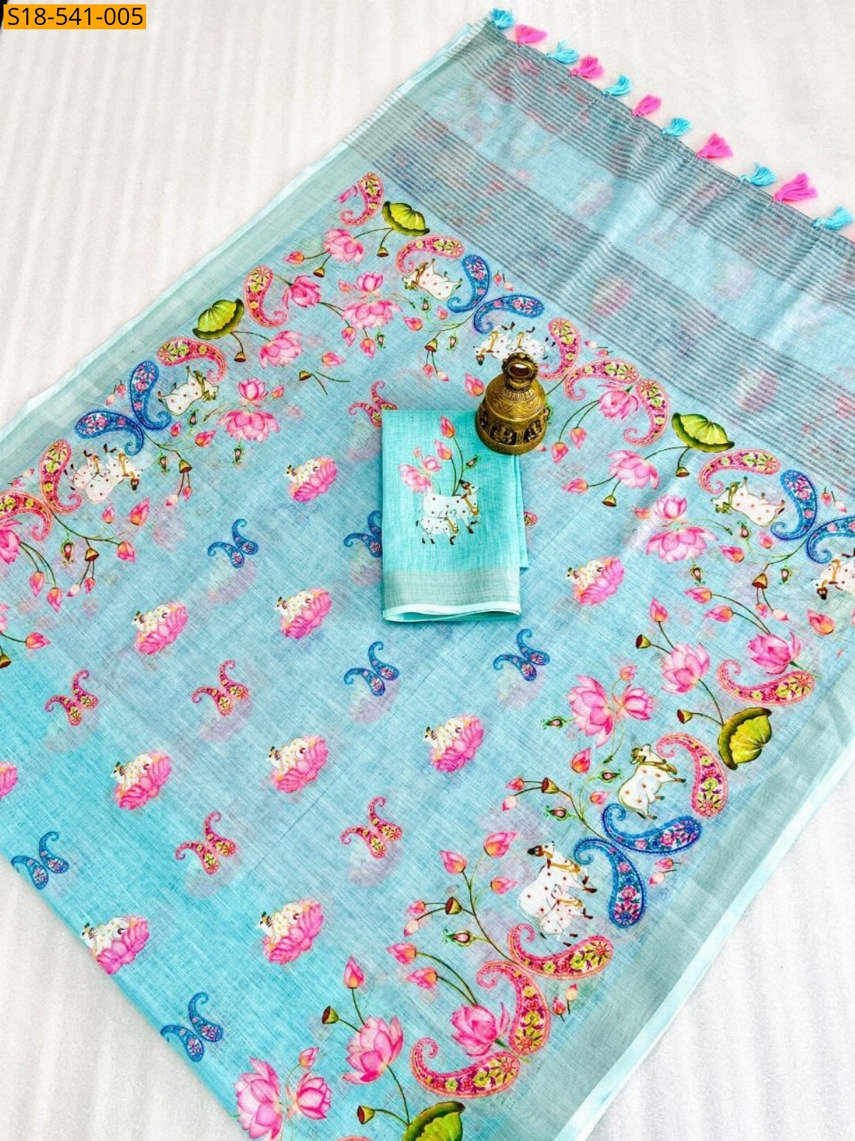 Blue Fancy Linen Saree