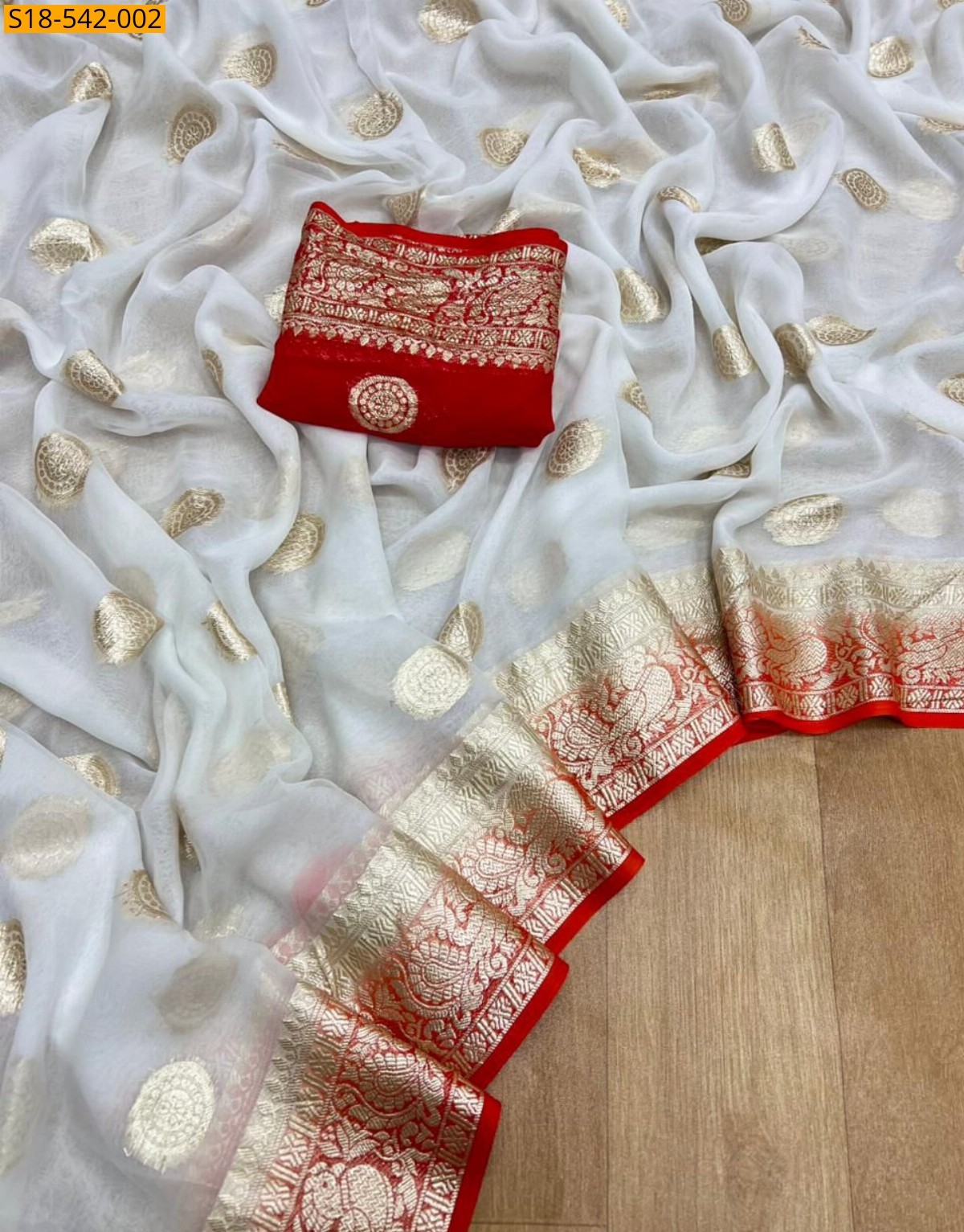 White Fancy Viscose Georgette Saree