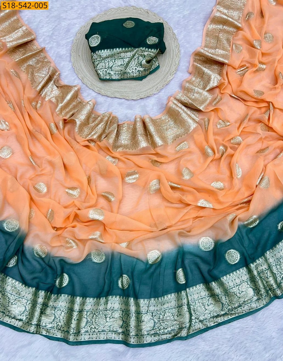 Orange Fancy Viscose Georgette Saree