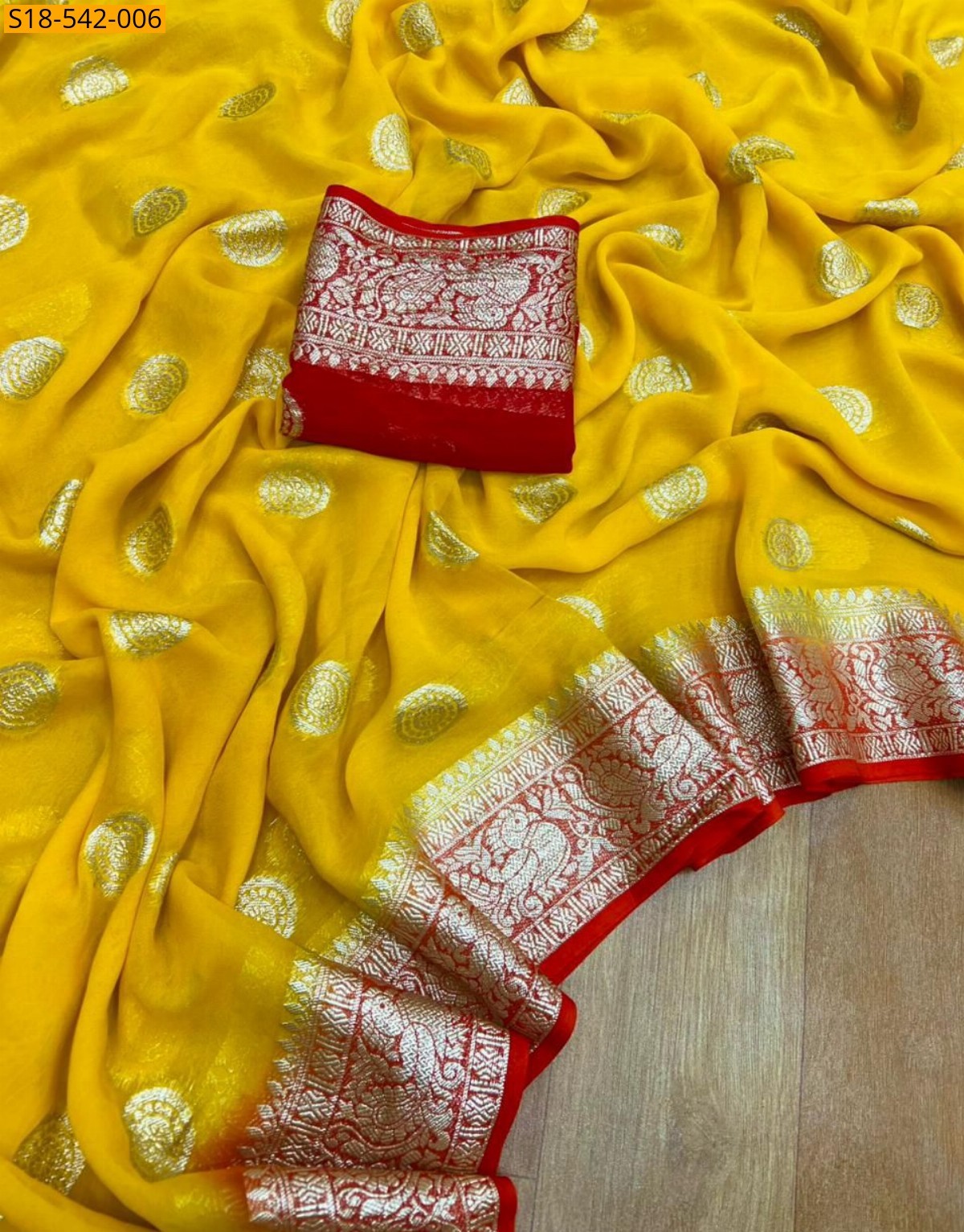 Yellow Fancy Viscose Georgette Saree
