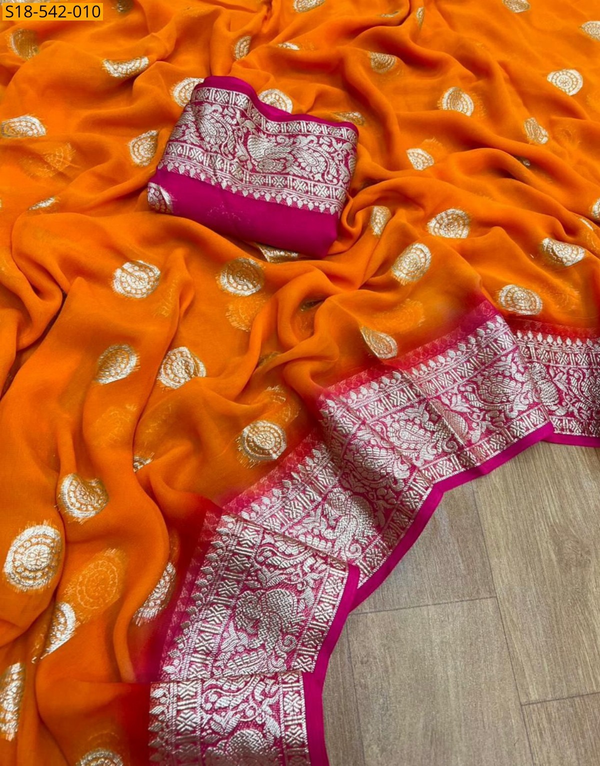 Orange Fancy Viscose Georgette Saree