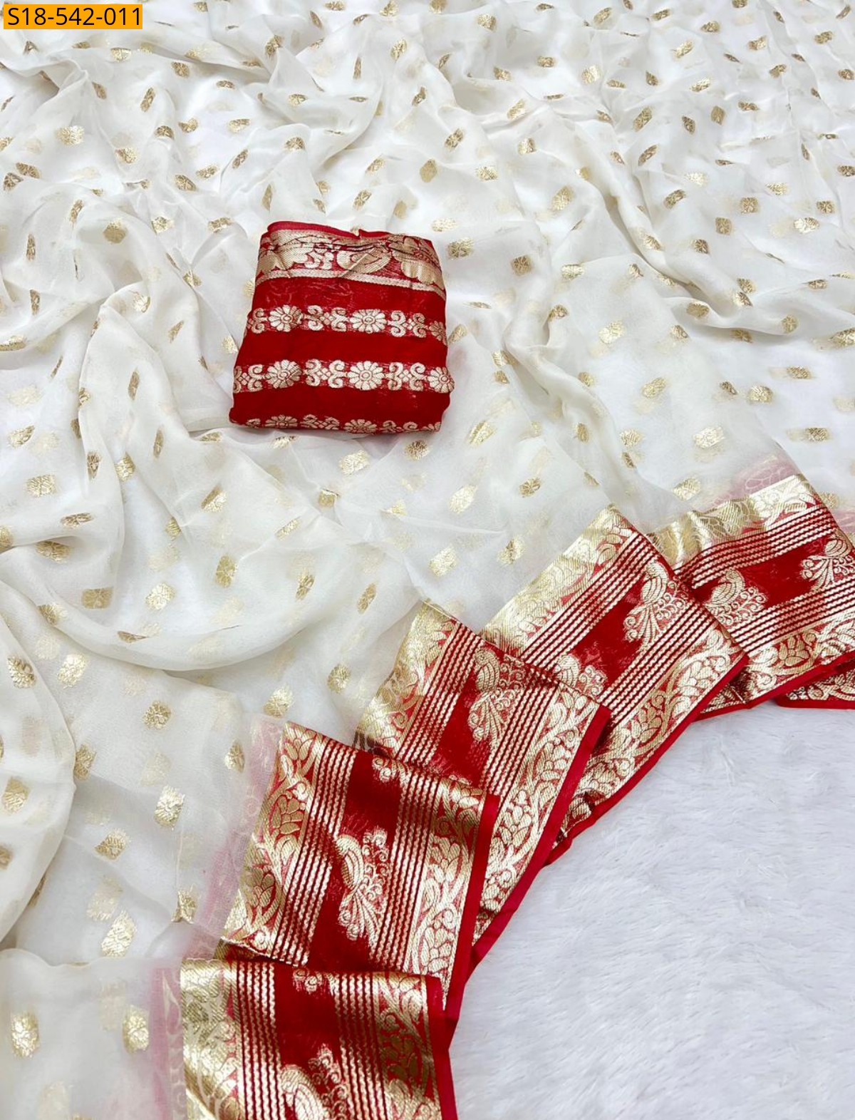 White Fancy Viscose Georgette Saree