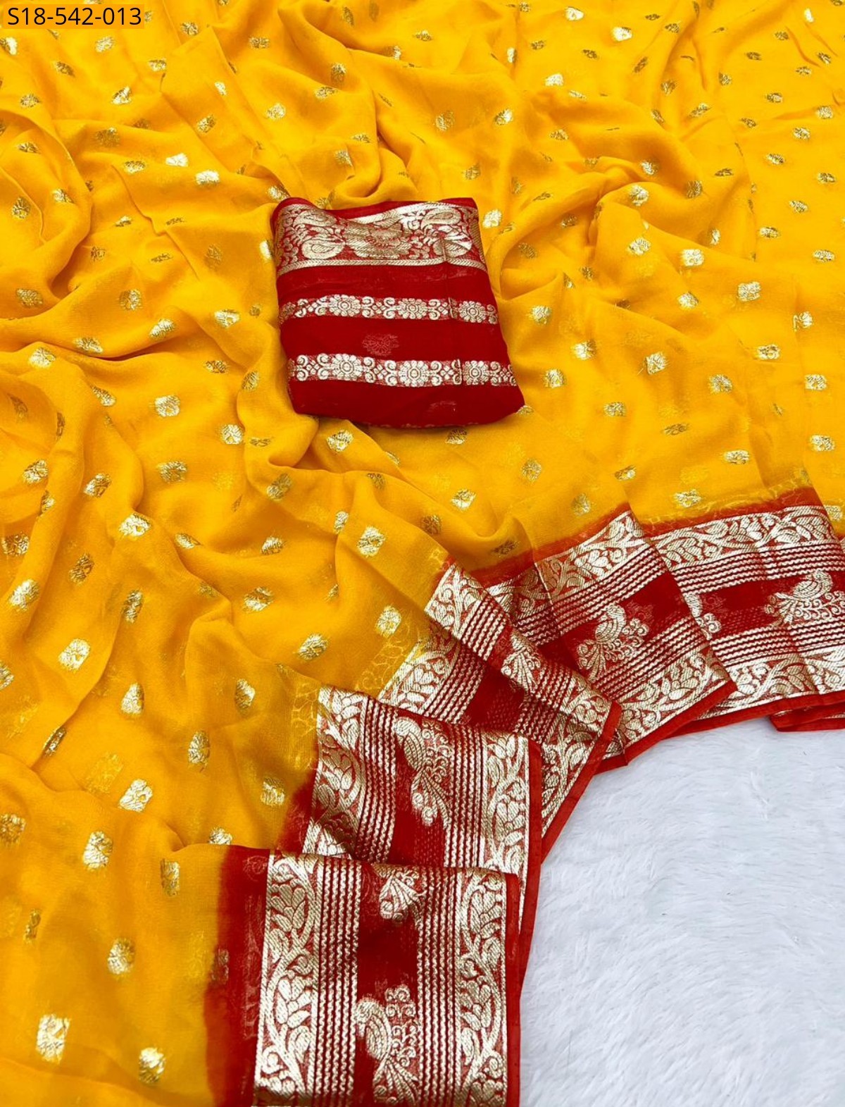 Yellow Fancy Viscose Georgette Saree