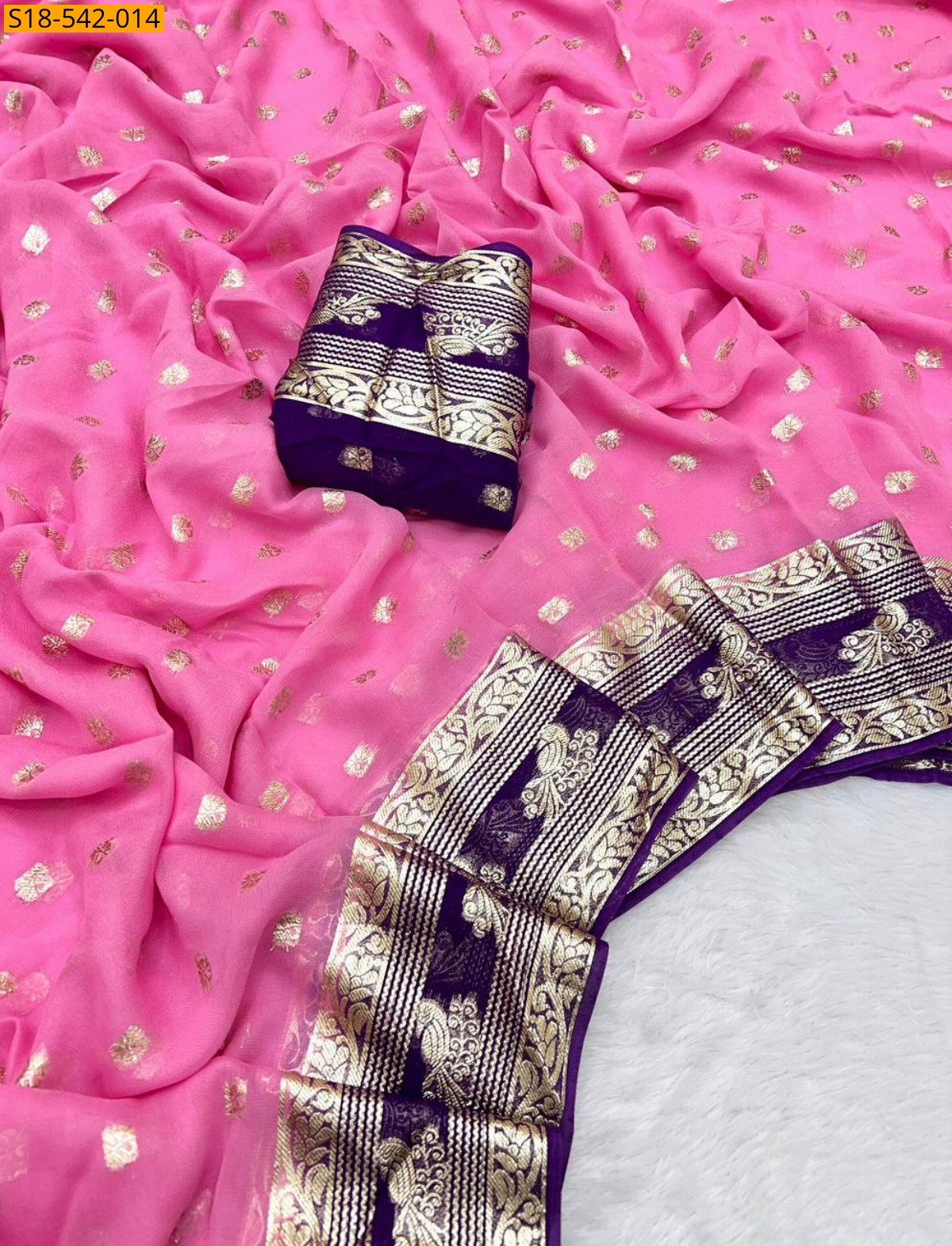 Pink Fancy Viscose Georgette Saree