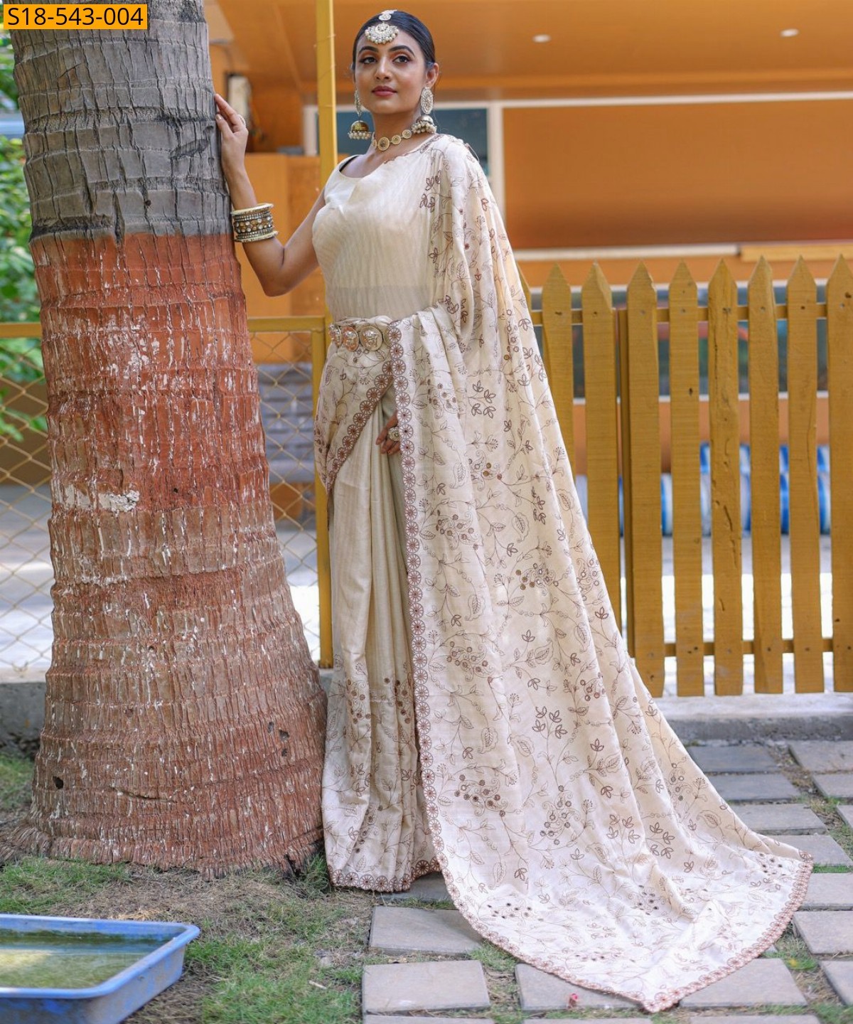 Fancy Soft Silk Saree - Half white