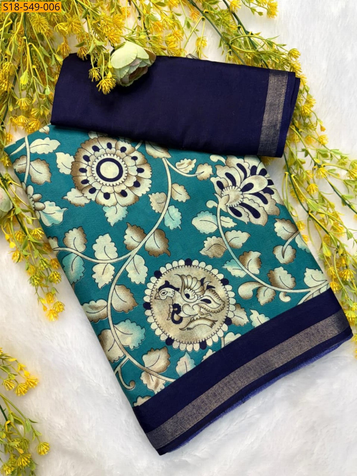 Blue Fancy Soft mul mul cotton silk sarees