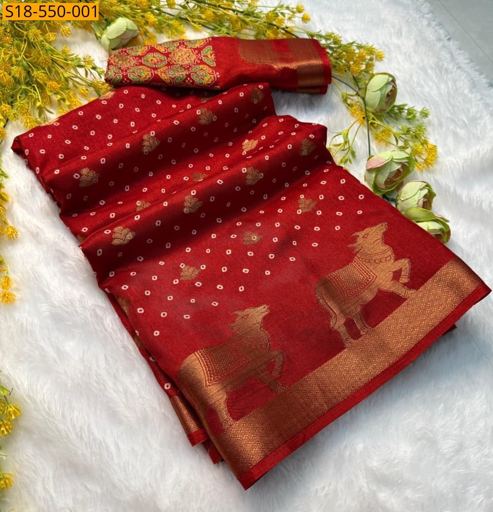 Red Fancy Soft Dola silk sarees