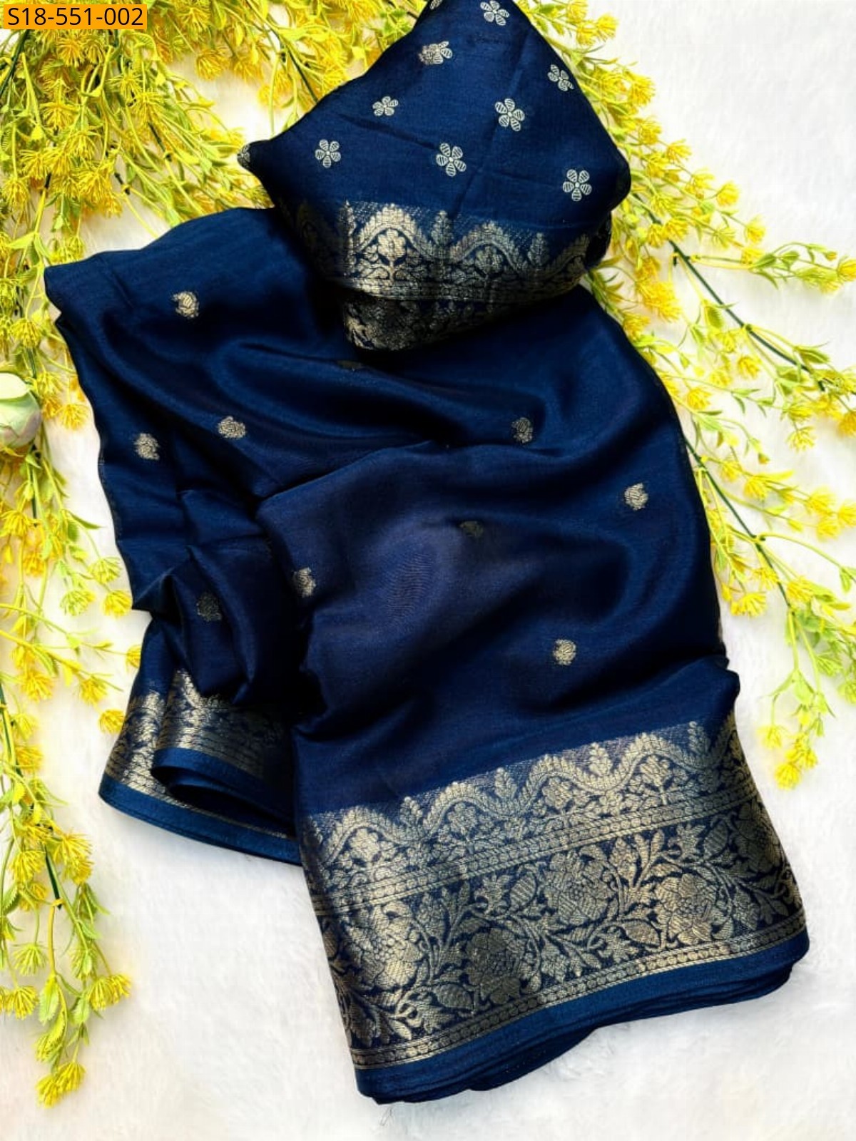 Navy blue Fancy Creap Silk sarees