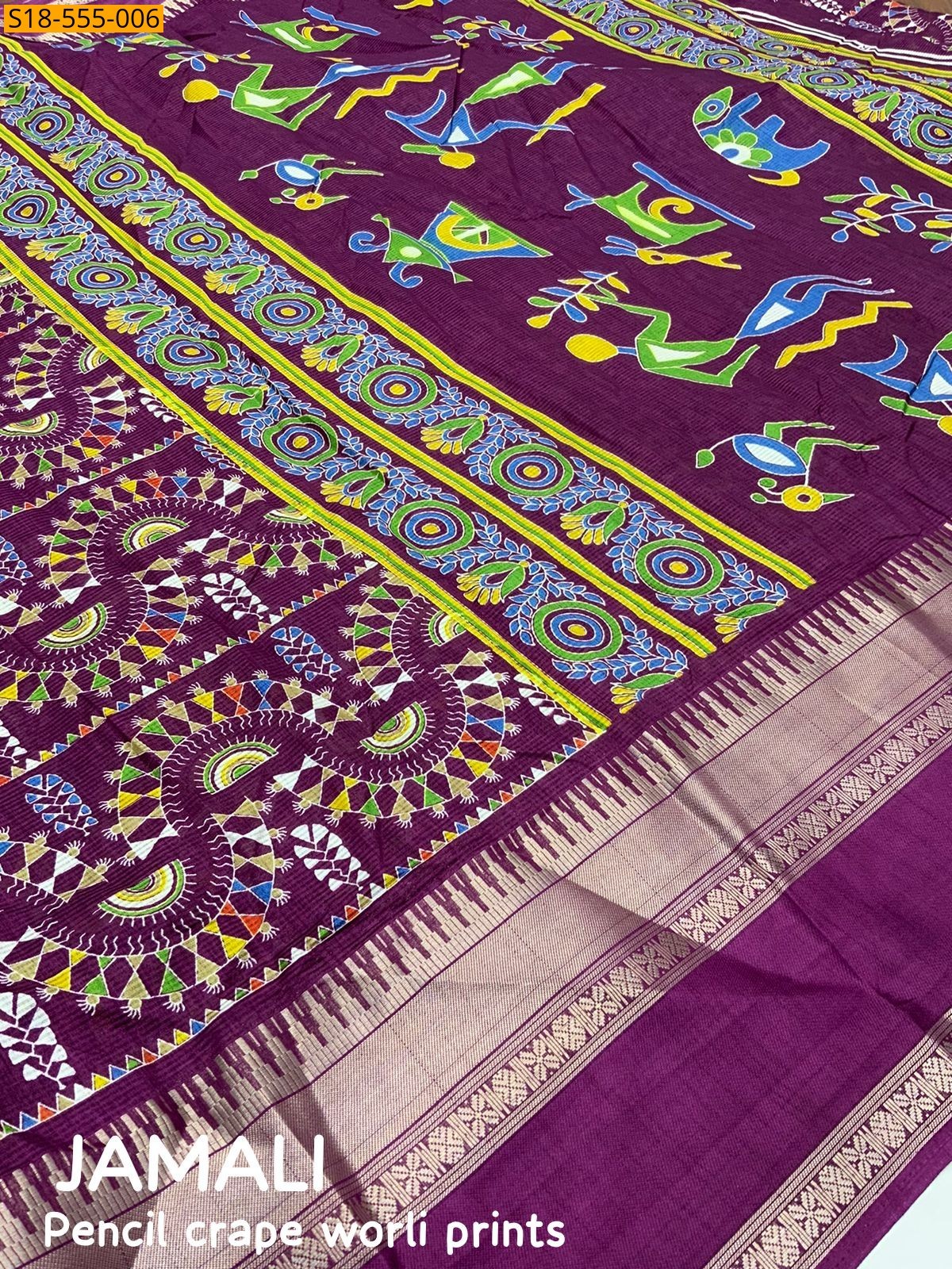 Megenta Fancy Soft Cotton Crape Sarees