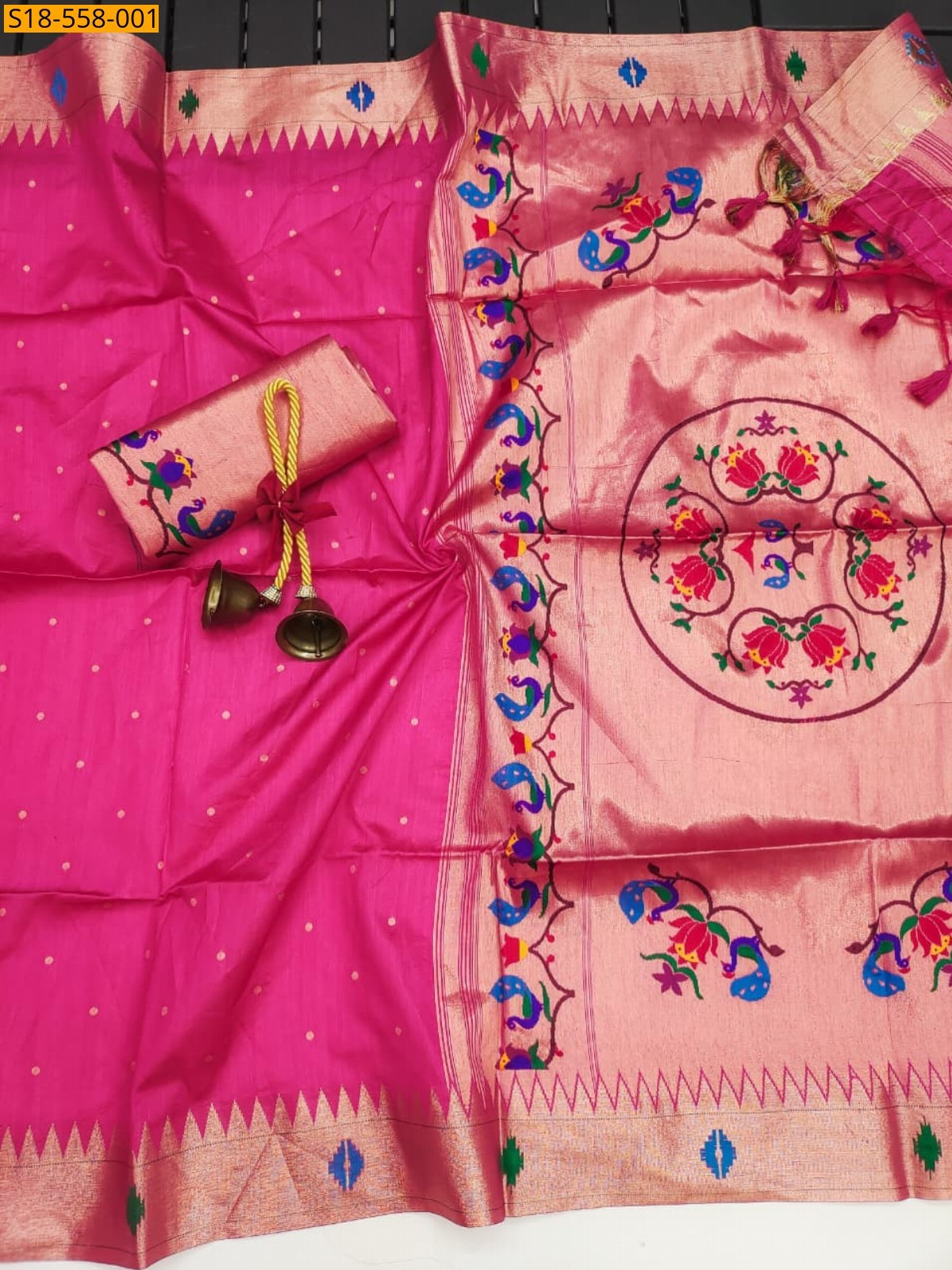 Pink Fancy Khadi Raw silk Saree