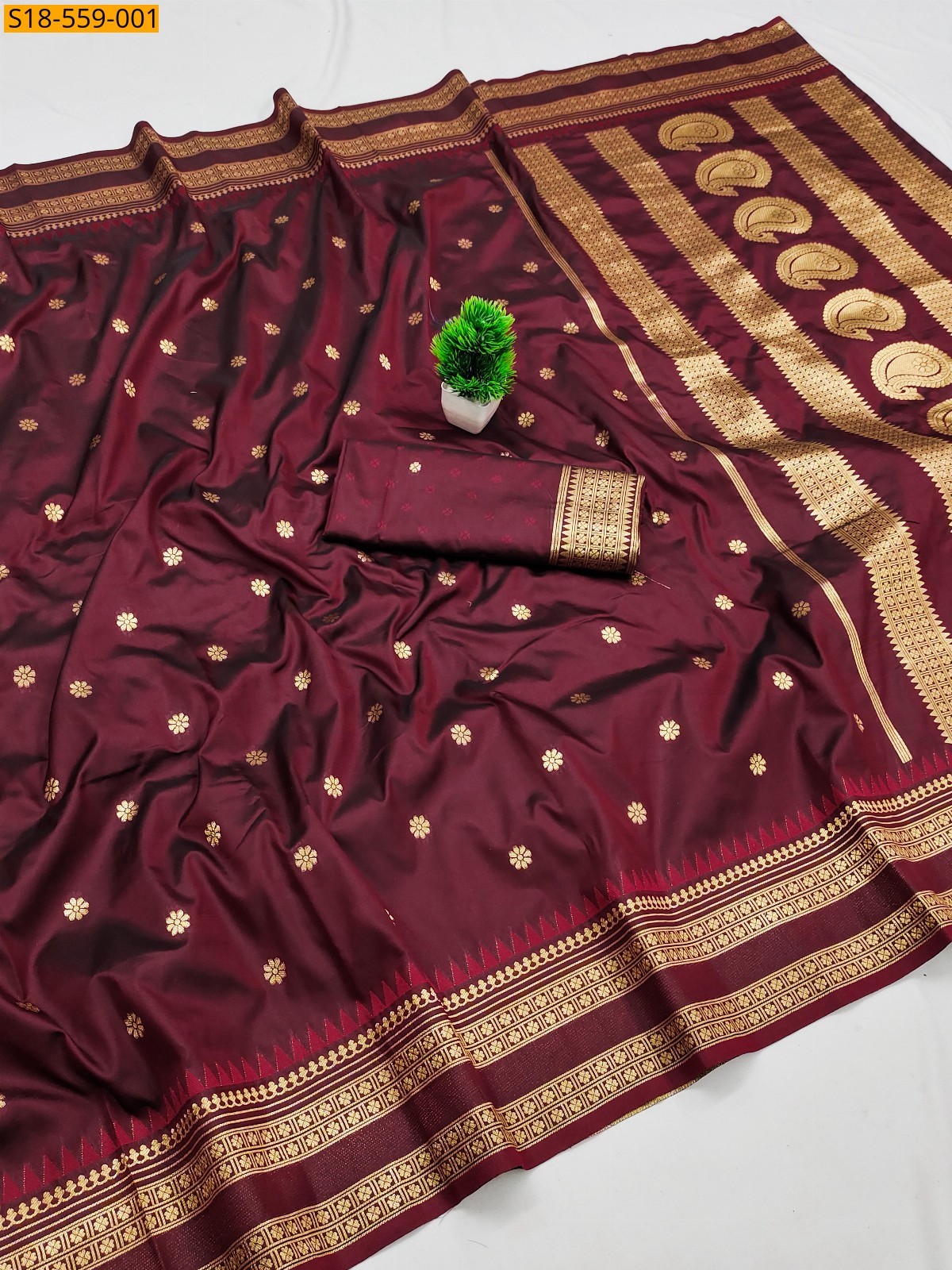 Maroon Fancy Soft silk Saree