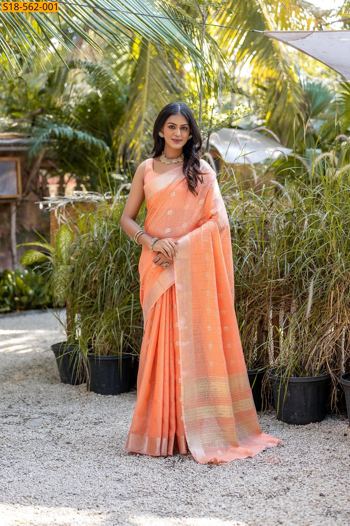 Orange Fancy  Resham silk saree 