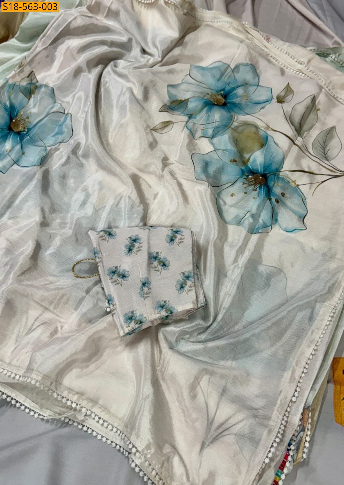 White Fancy Chinnon silk sarees